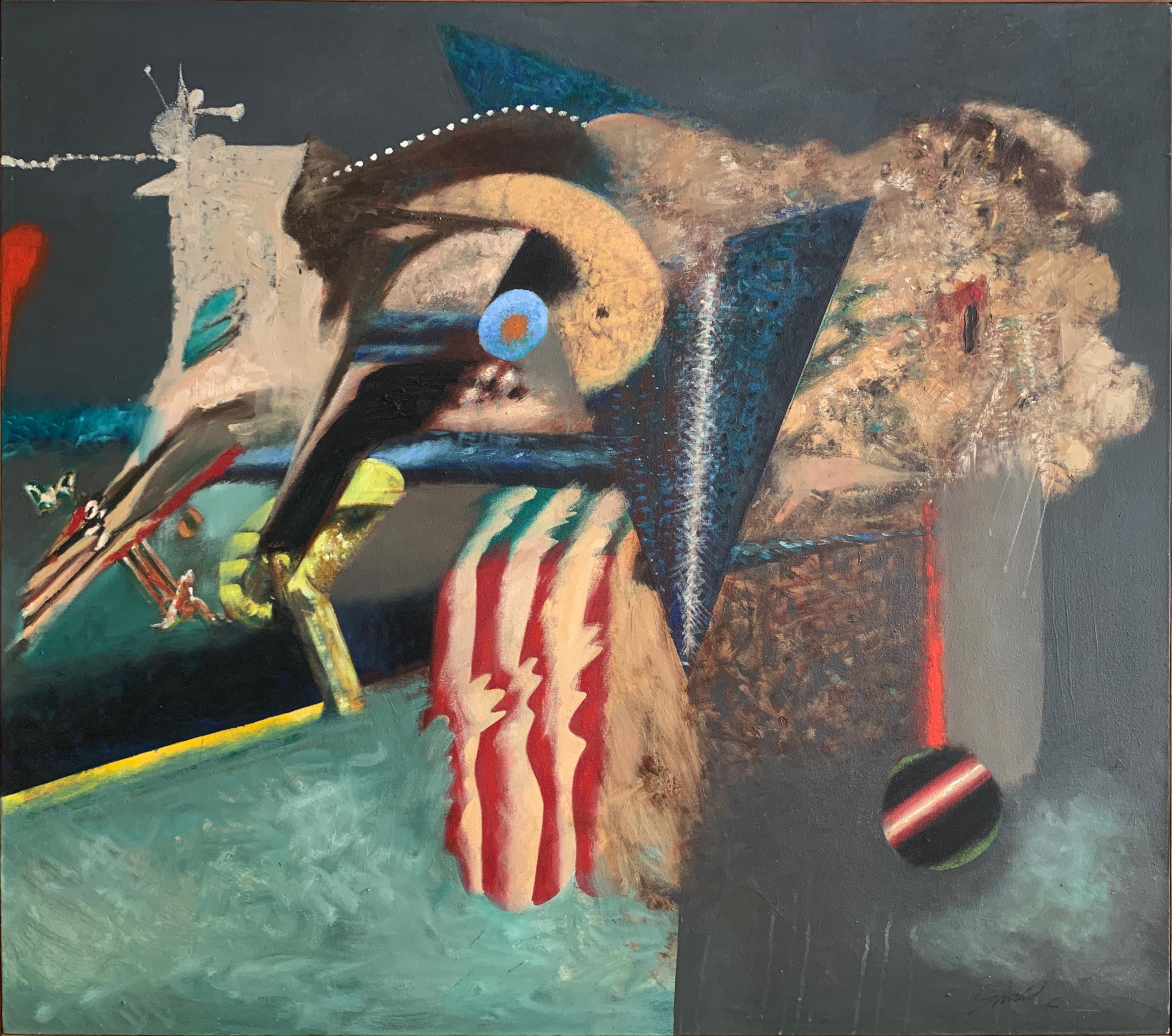 Abstract Painting William Shields  - Peinture à l'huile abstraite « Nightmare at Baskin Robbins » de l'illustrateur Bill Shields