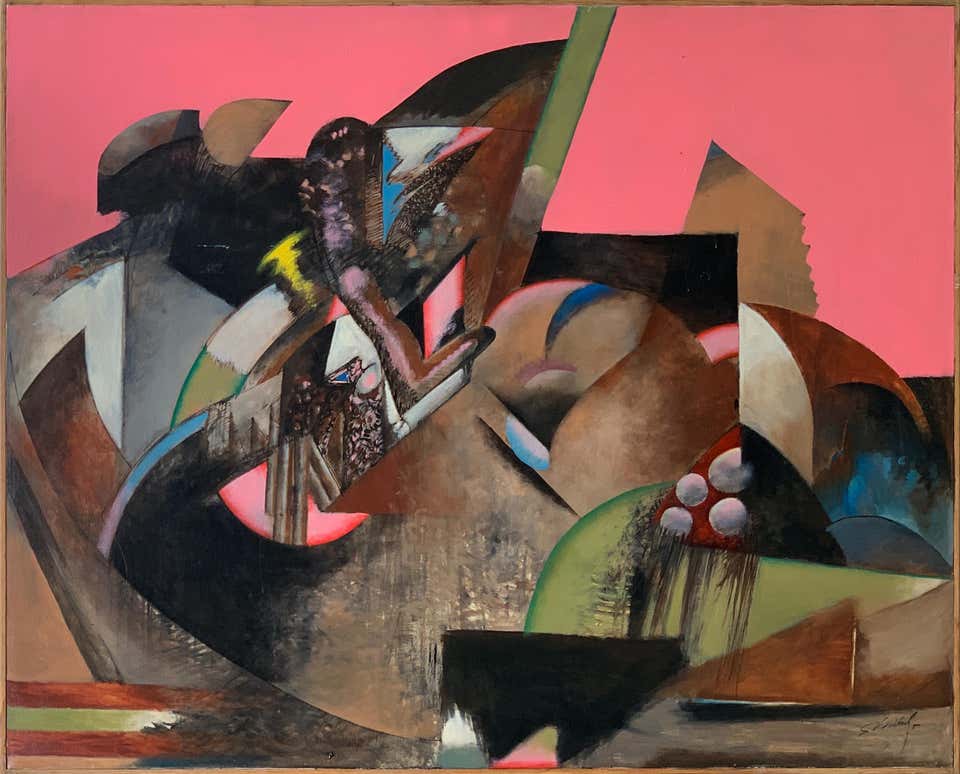Michael L. Mason - Bright Abstracted Figures, Oil Painting, 1957 For ...