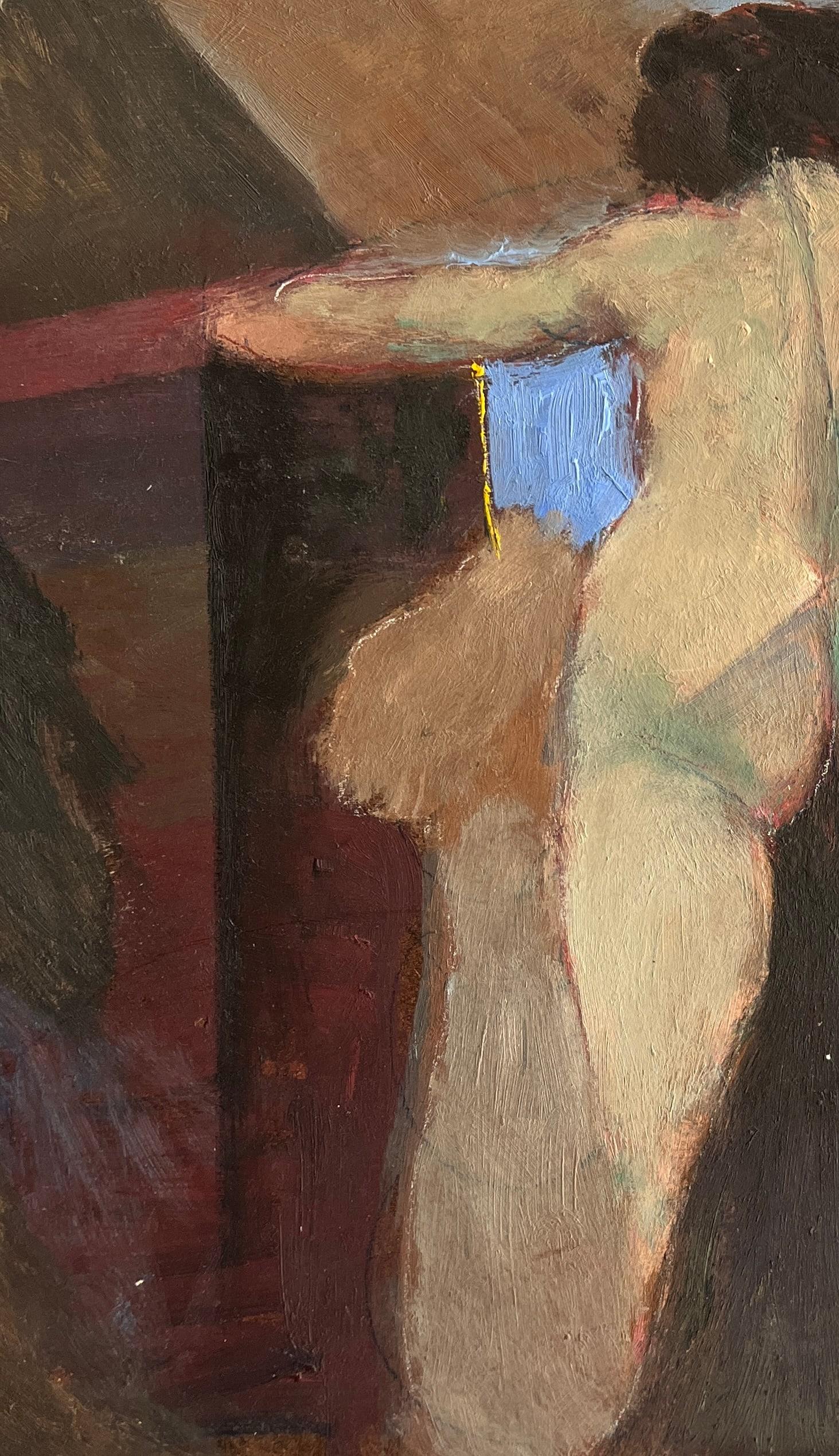 Peinture d'un nu féminin « Nu avec boule » des années 1990 - Painting de William Shields Jr.