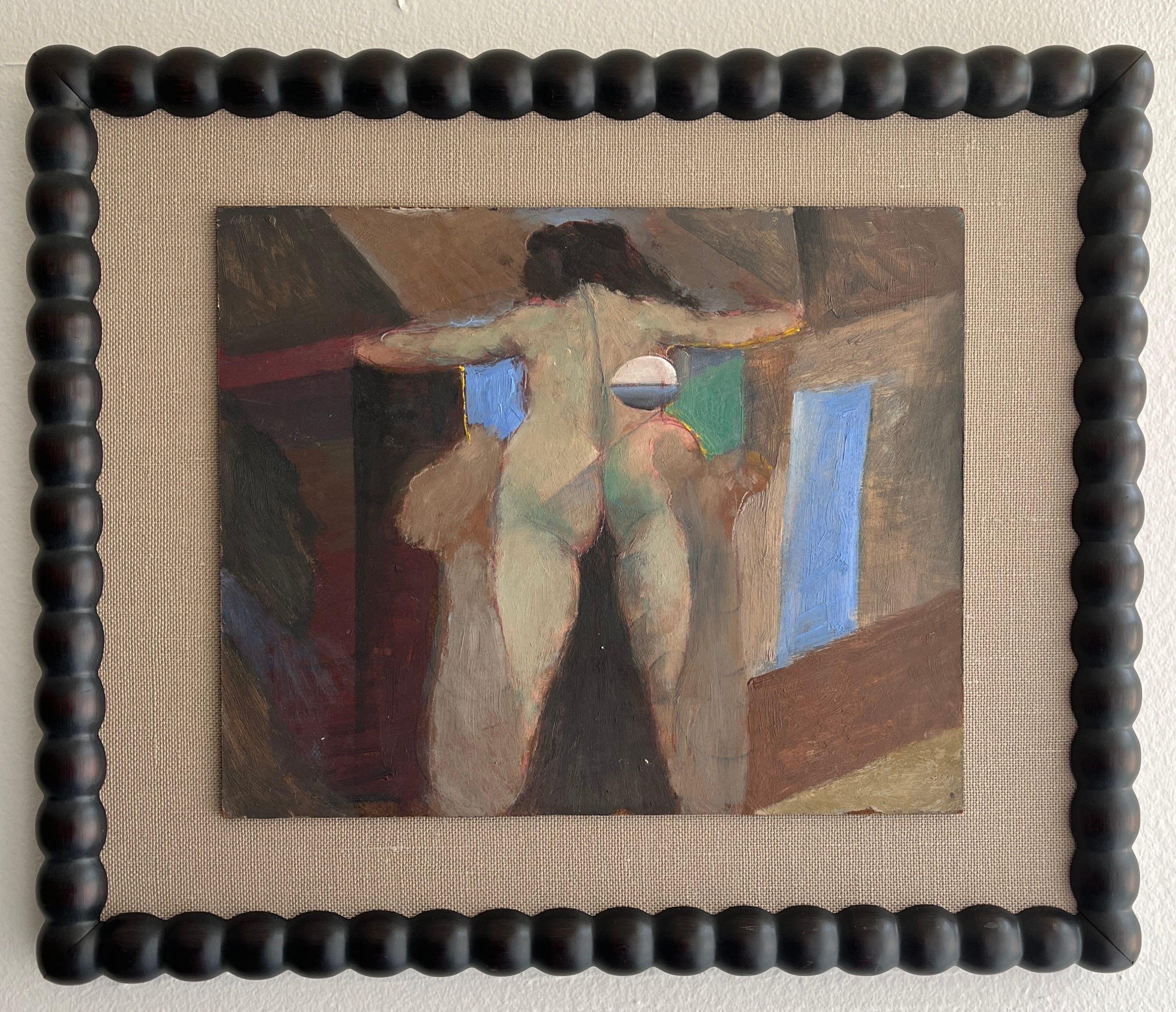 William Shields Jr. Figurative Painting - 1990s "Nude With Ball" Female Nude Painting