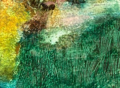 Church on a Hill Acrylic Painting on Board, Abstract, 1990s, Unframed