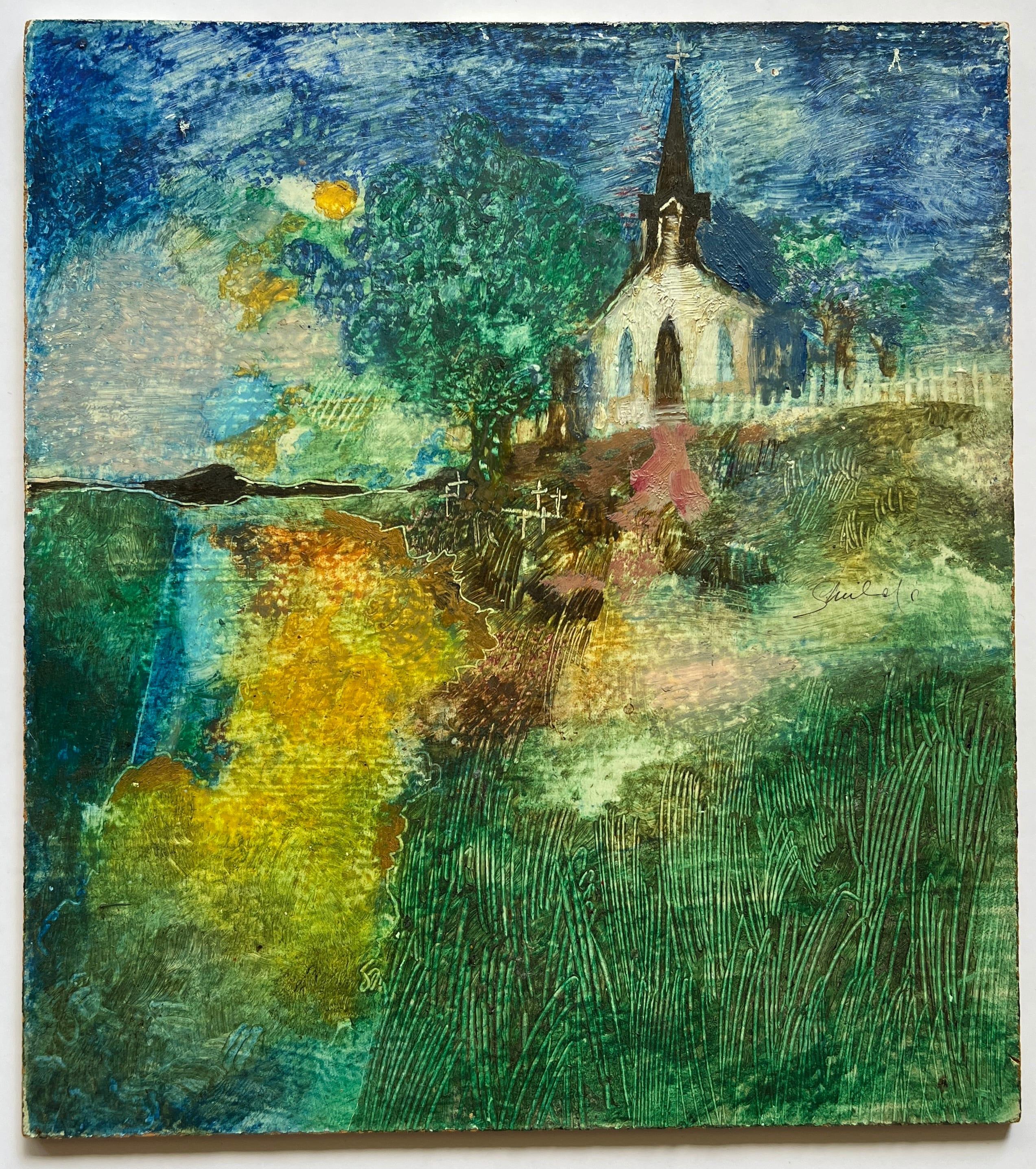 "Church's Hill" Pittura acrilica su tavola