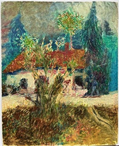Peinture sur panneau « Garden Cottage » des années 1990 de Bill Shields