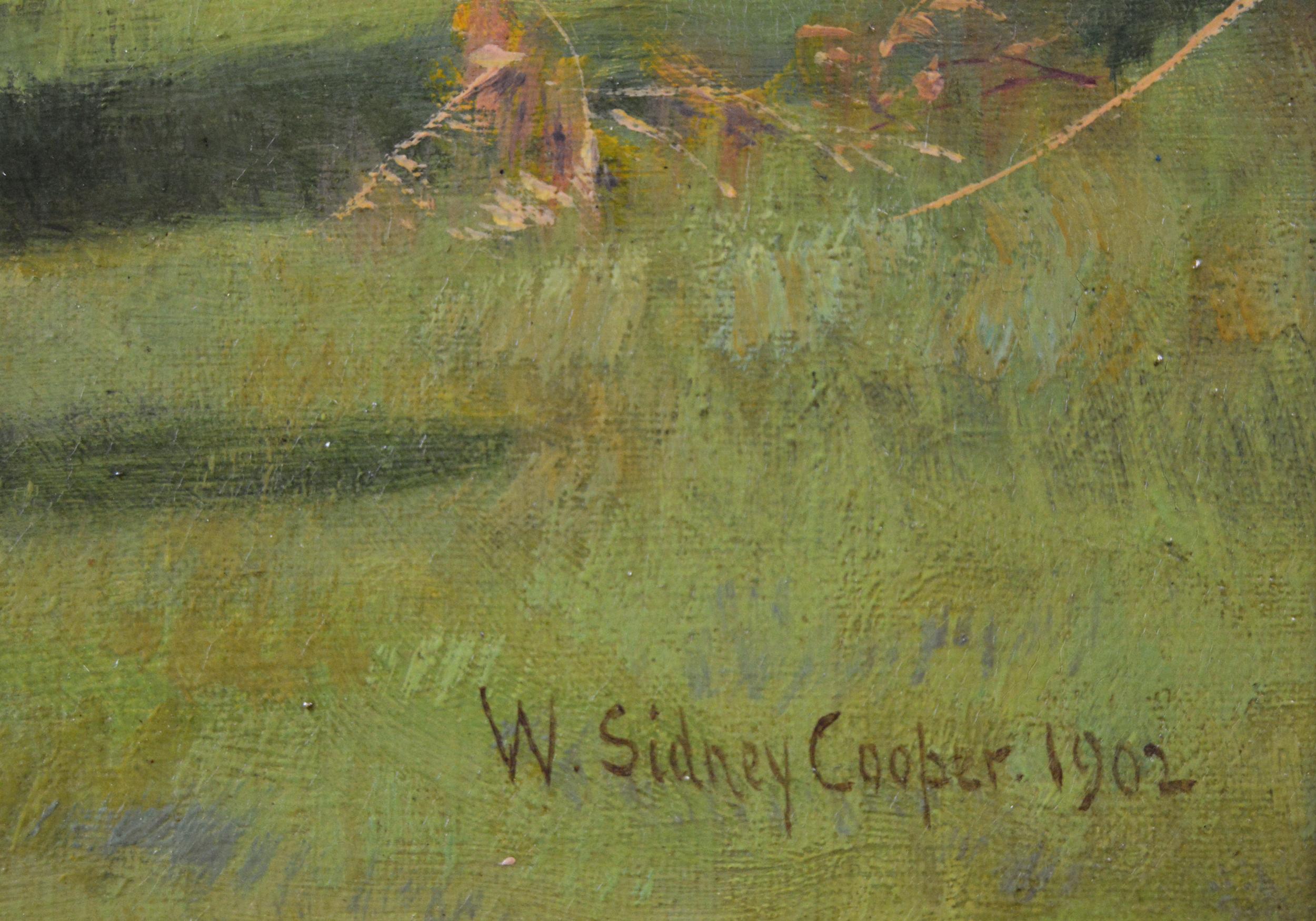 William Sidney Cooper
British, (1854-1927)
Near Fordwich, Kent
Oil on canvas, signed & dated 1902, inscribed in pencil on stretcher
Image size: 19.5 inches x 29.5 inches 
Size including frame: 27.25 inches x 37.25 inches

William Sidney Cooper was