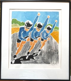 Color Woodblock Print -- "Skaters"