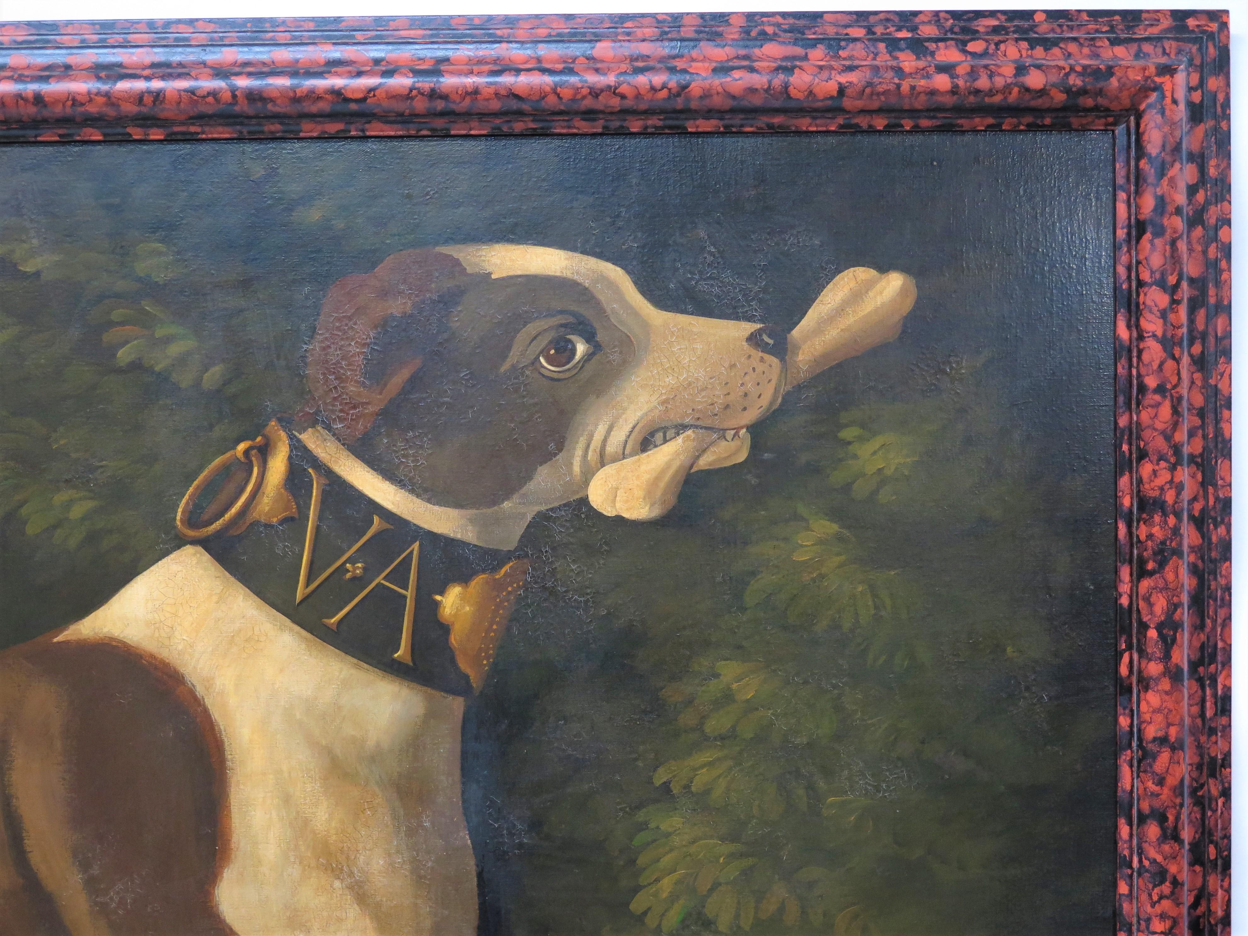 Peint à la main William Skilling (1862-1964) - Portrait / photo de chien avec os en vente
