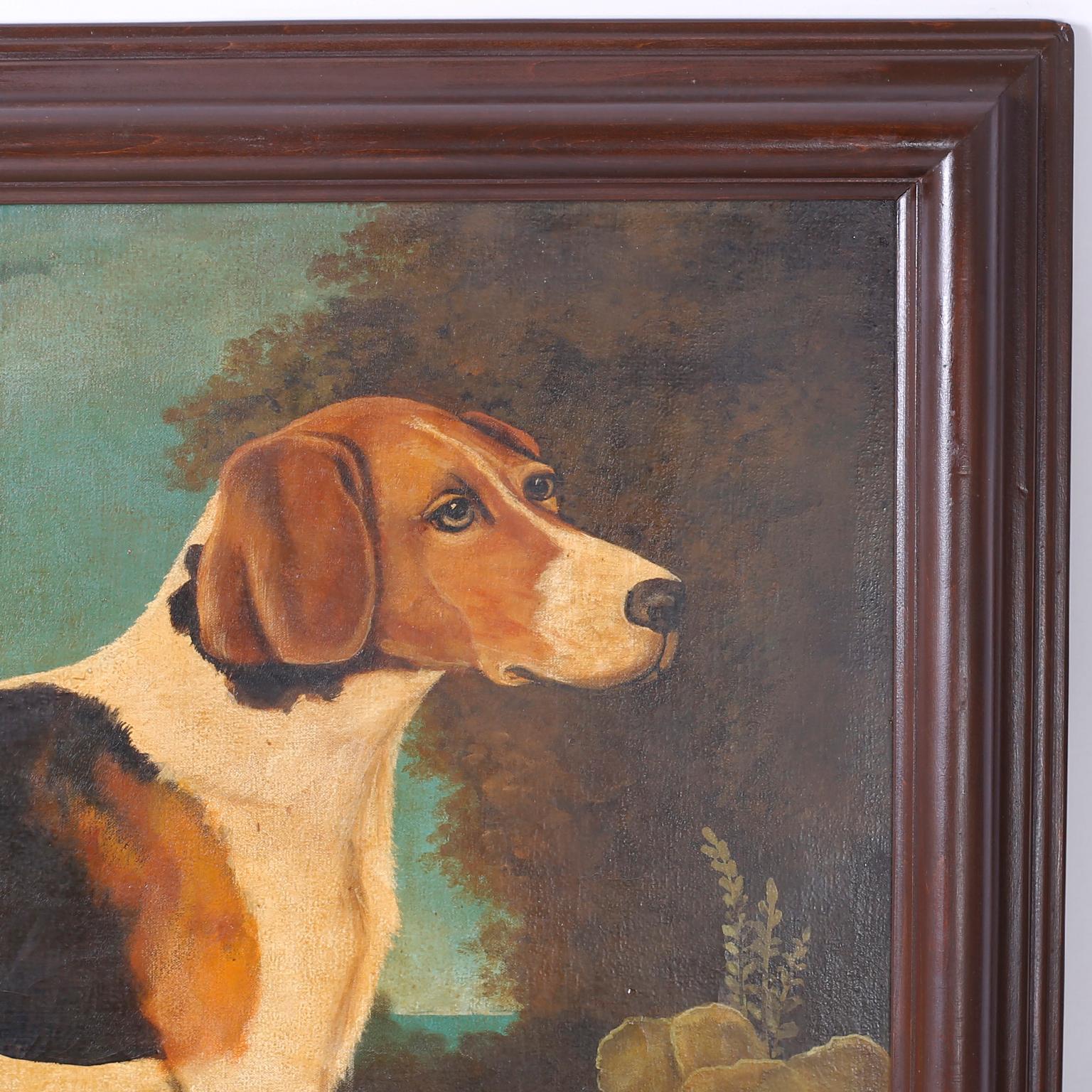 Folk Art William Skilling Oil Painting of a Dog