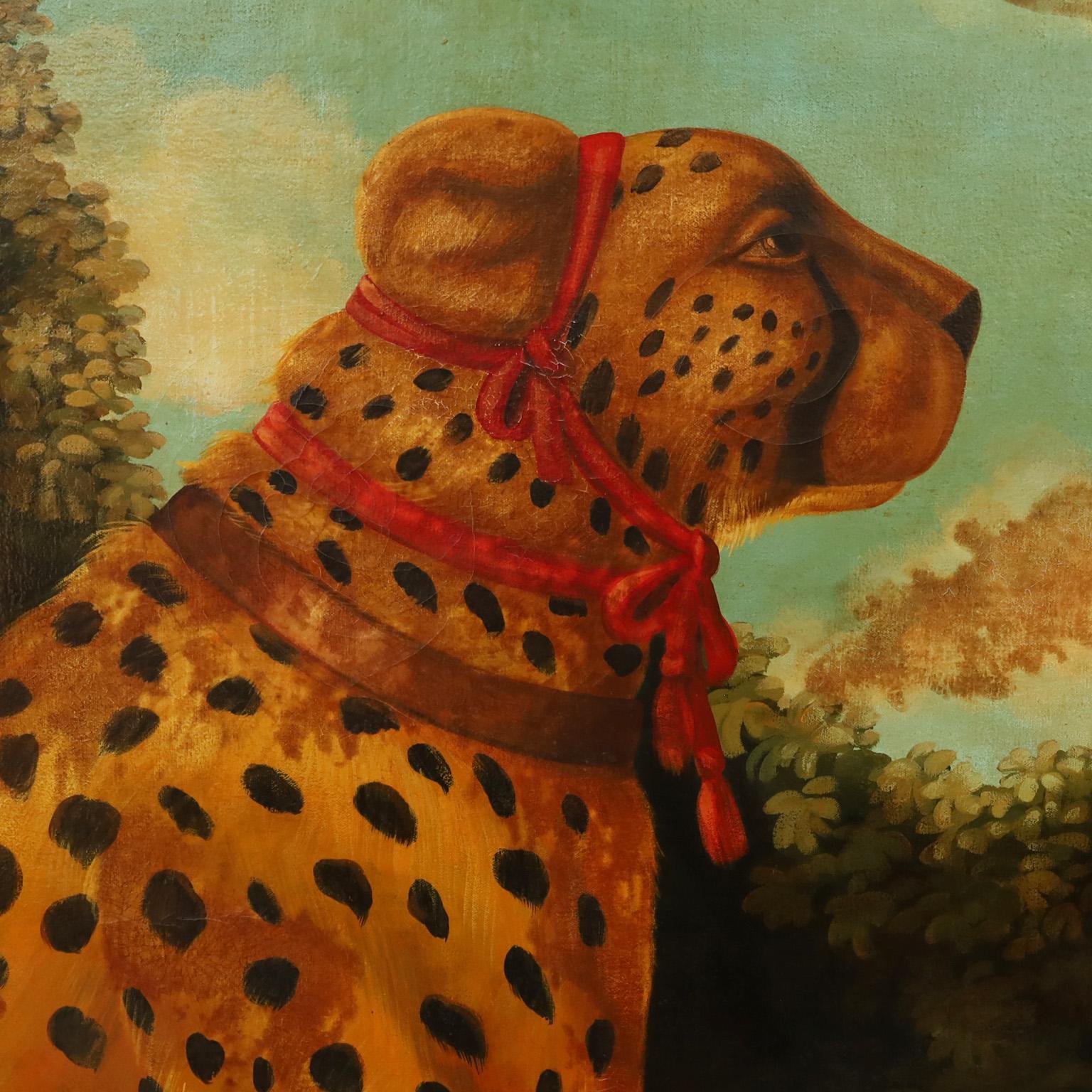 American William Skilling Oil Painting on Canvas of a Cheetah