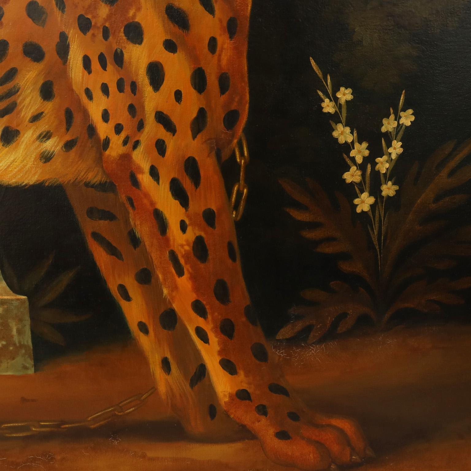 Hand-Painted William Skilling Oil Painting on Canvas of a Cheetah