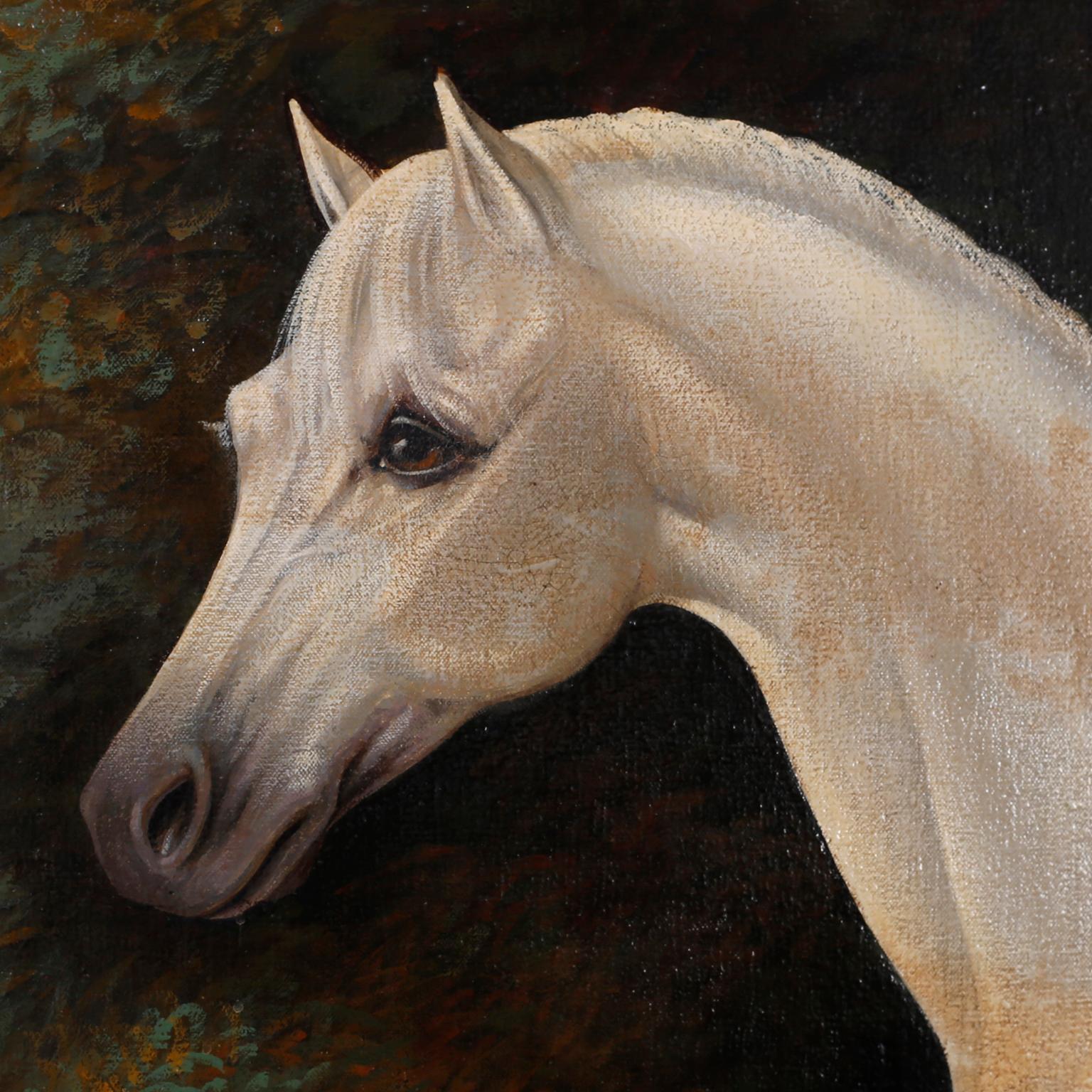 Oiled William Skilling Oil Painting on Canvas of a Show Horse