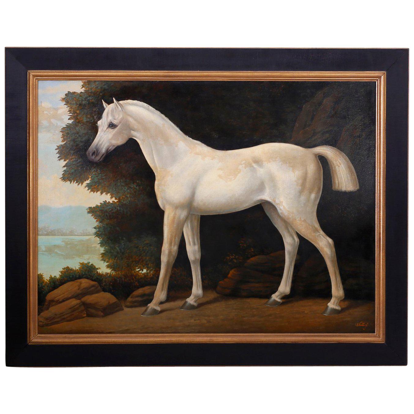 William Skilling Oil Painting on Canvas of a Show Horse