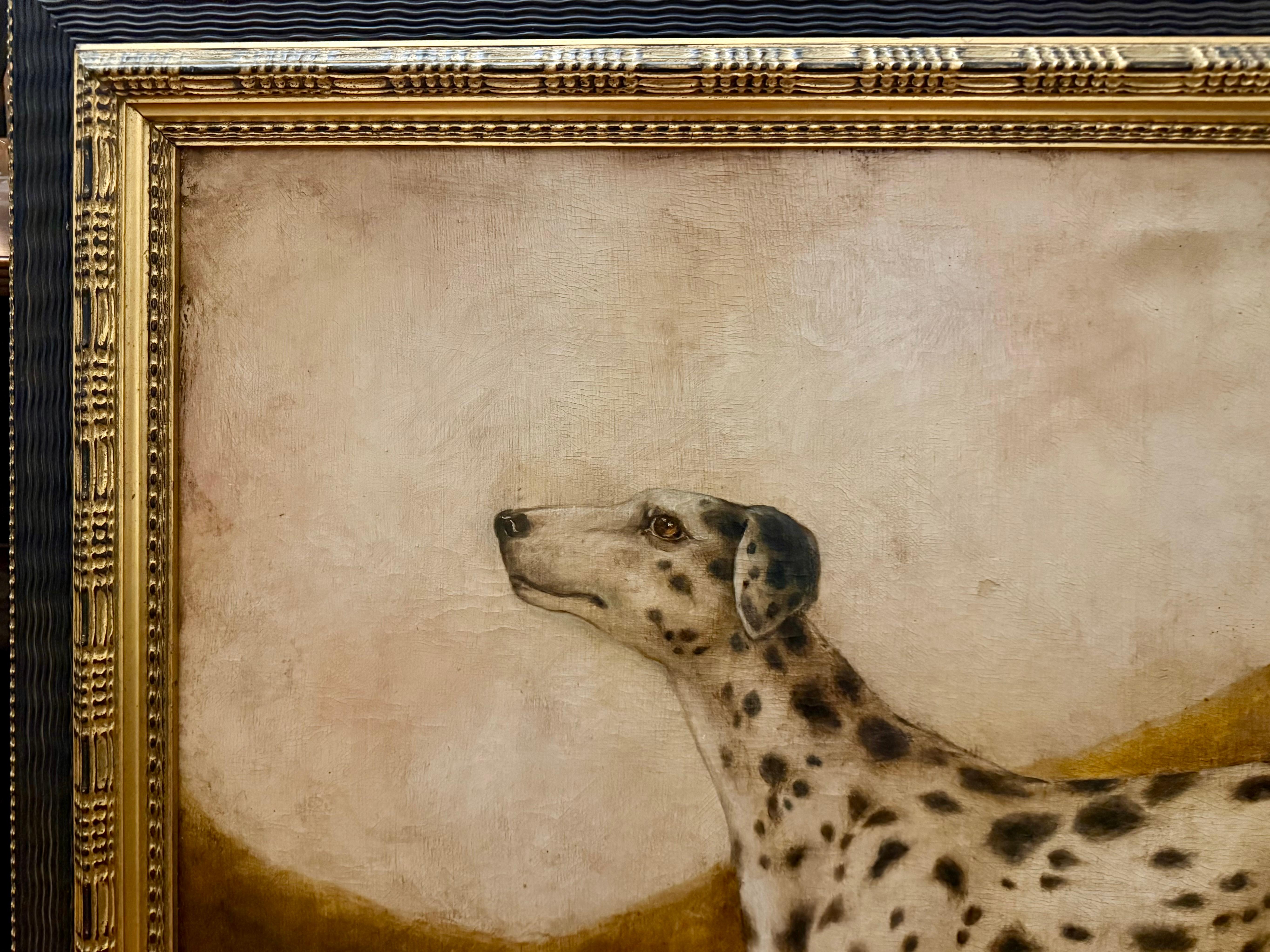 Dalmation in Sepia-Landschaft, zeitgenössisch, Art-Deco-Rahmen im Angebot 3