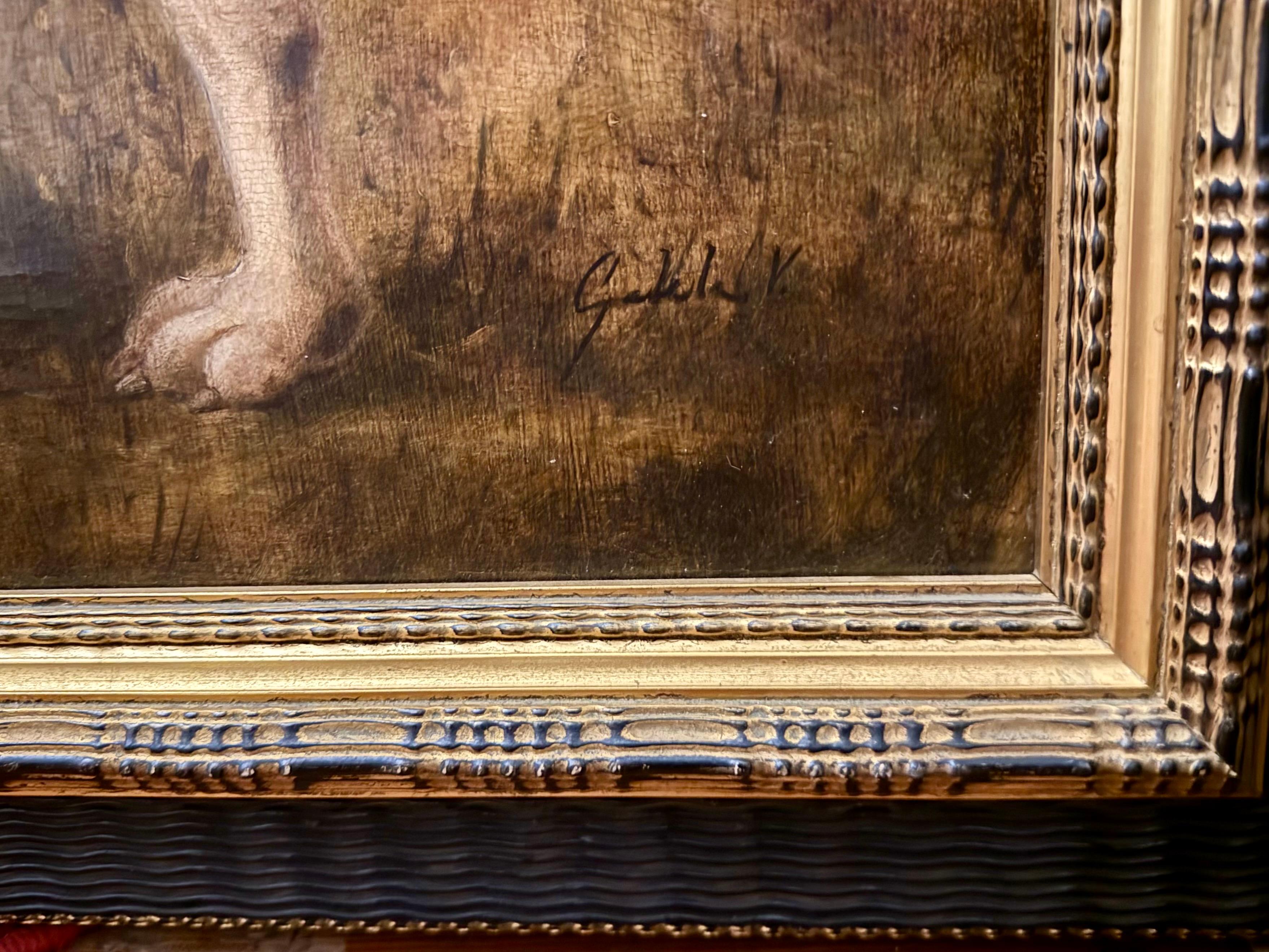 Dalmation in Sepia-Landschaft, zeitgenössisch, Art-Deco-Rahmen im Angebot 4