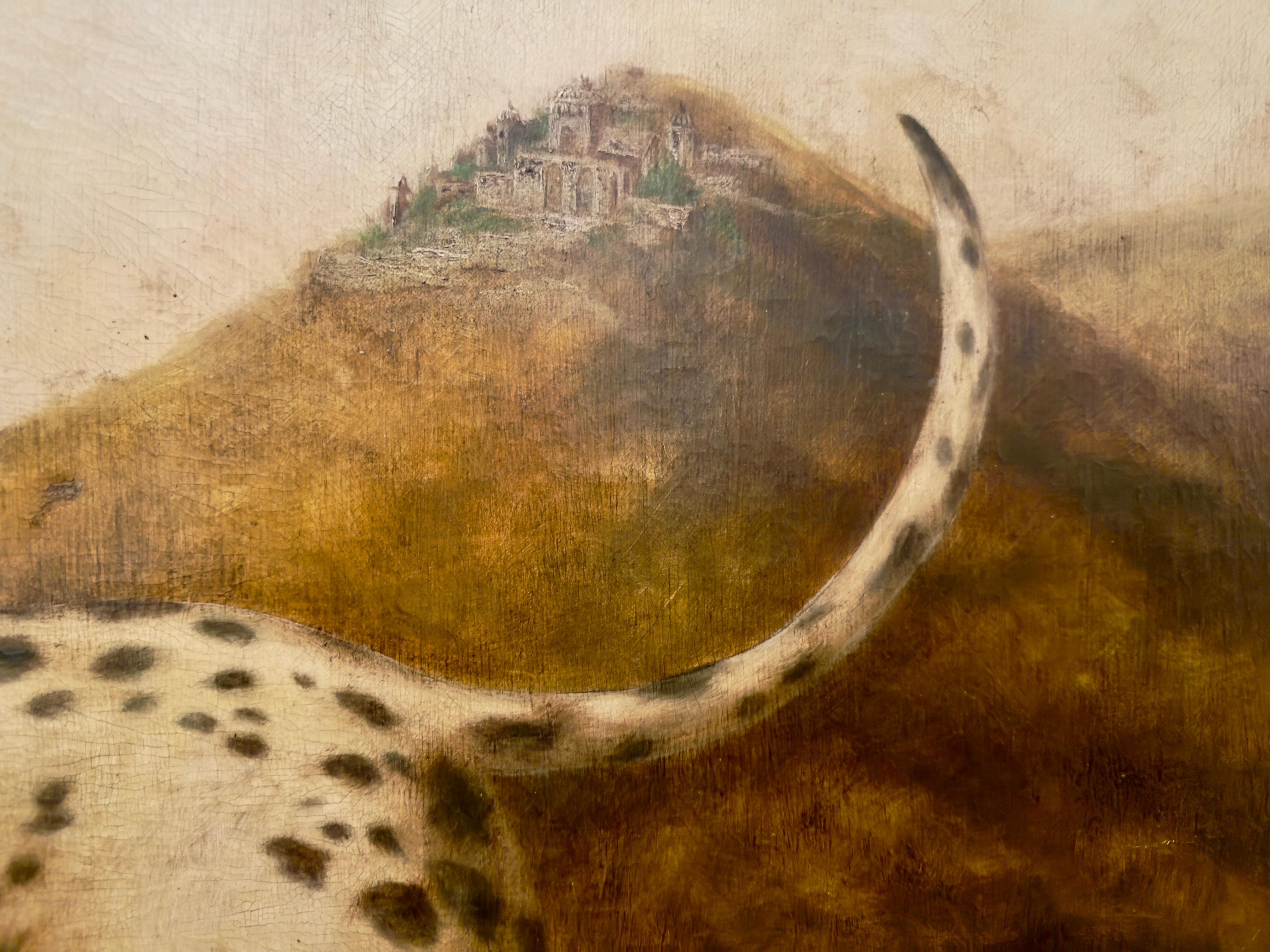 Dalmation in Sepia-Landschaft, zeitgenössisch, Art-Deco-Rahmen (Zeitgenössisch), Painting, von William Skilling