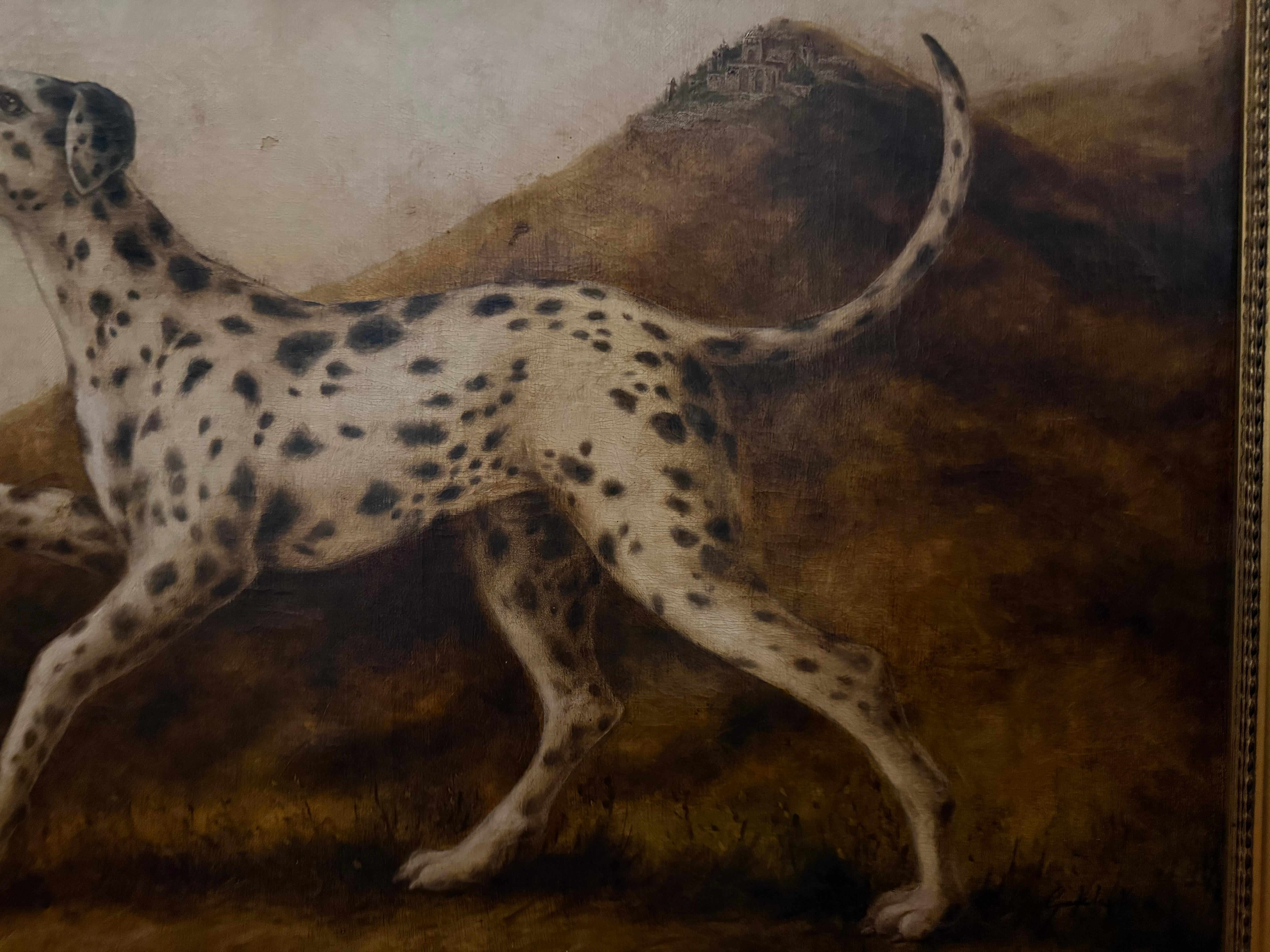 Dalmation in Sepia-Landschaft, zeitgenössisch, Art-Deco-Rahmen im Angebot 2