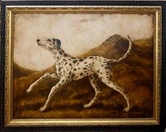 Dalmation in Sepia Landscape, contemporary, art deco frame