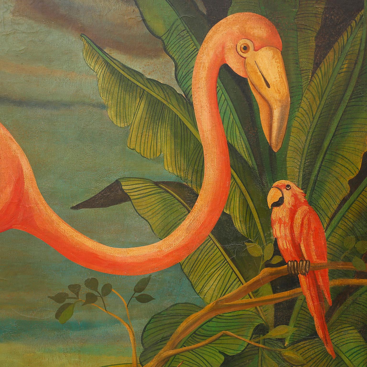 Large Oil Painting on Canvas of a Flamingo by William Skilling 2