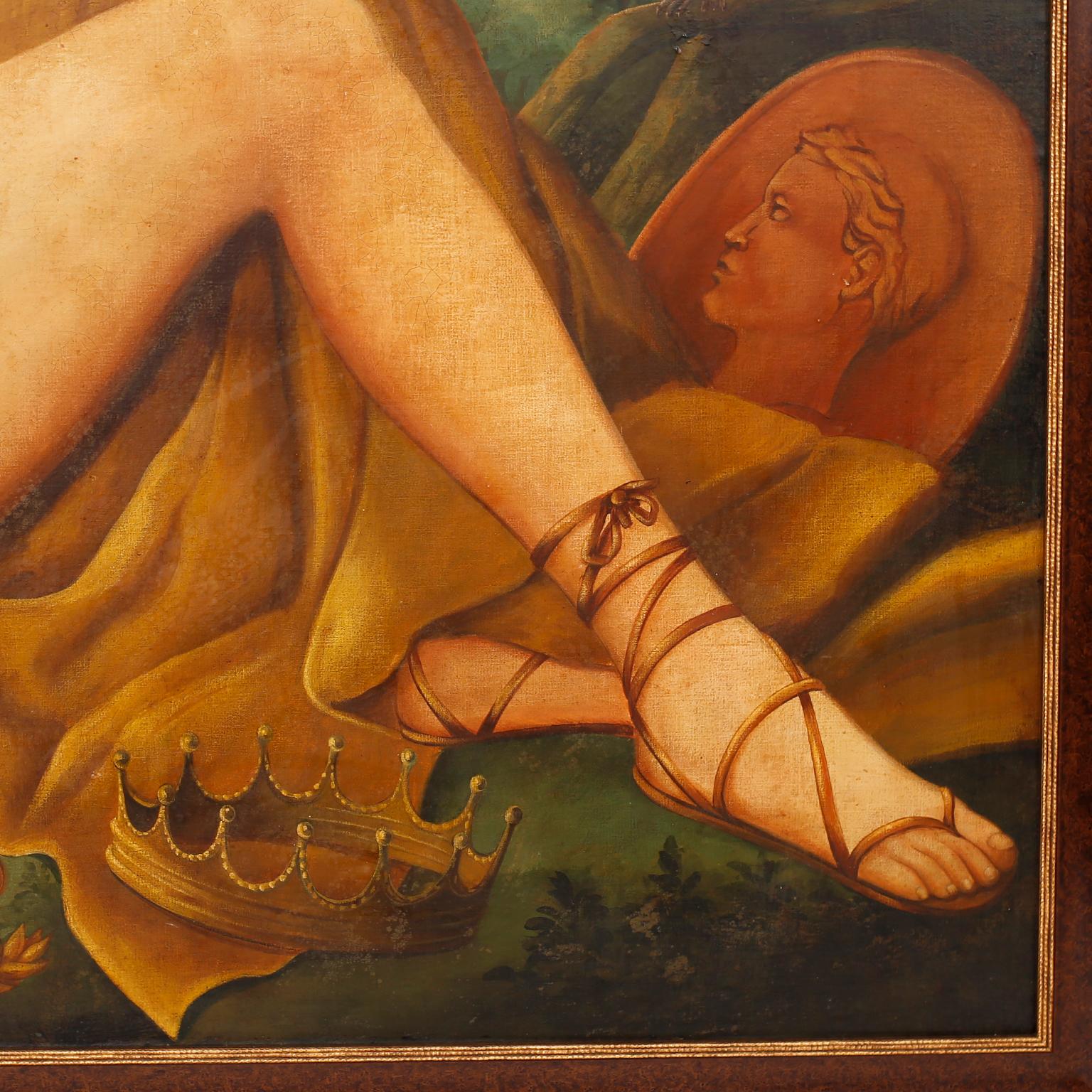 Oil Painting of a Reclining Woman, L'Europe by Skilling - Brown Figurative Painting by William Skilling