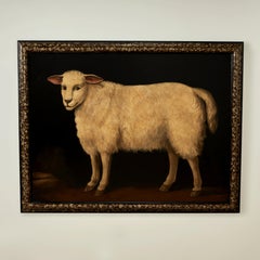 Coppia di grandi quadri d'epoca raffiguranti un ariete e una pecora di Skilling