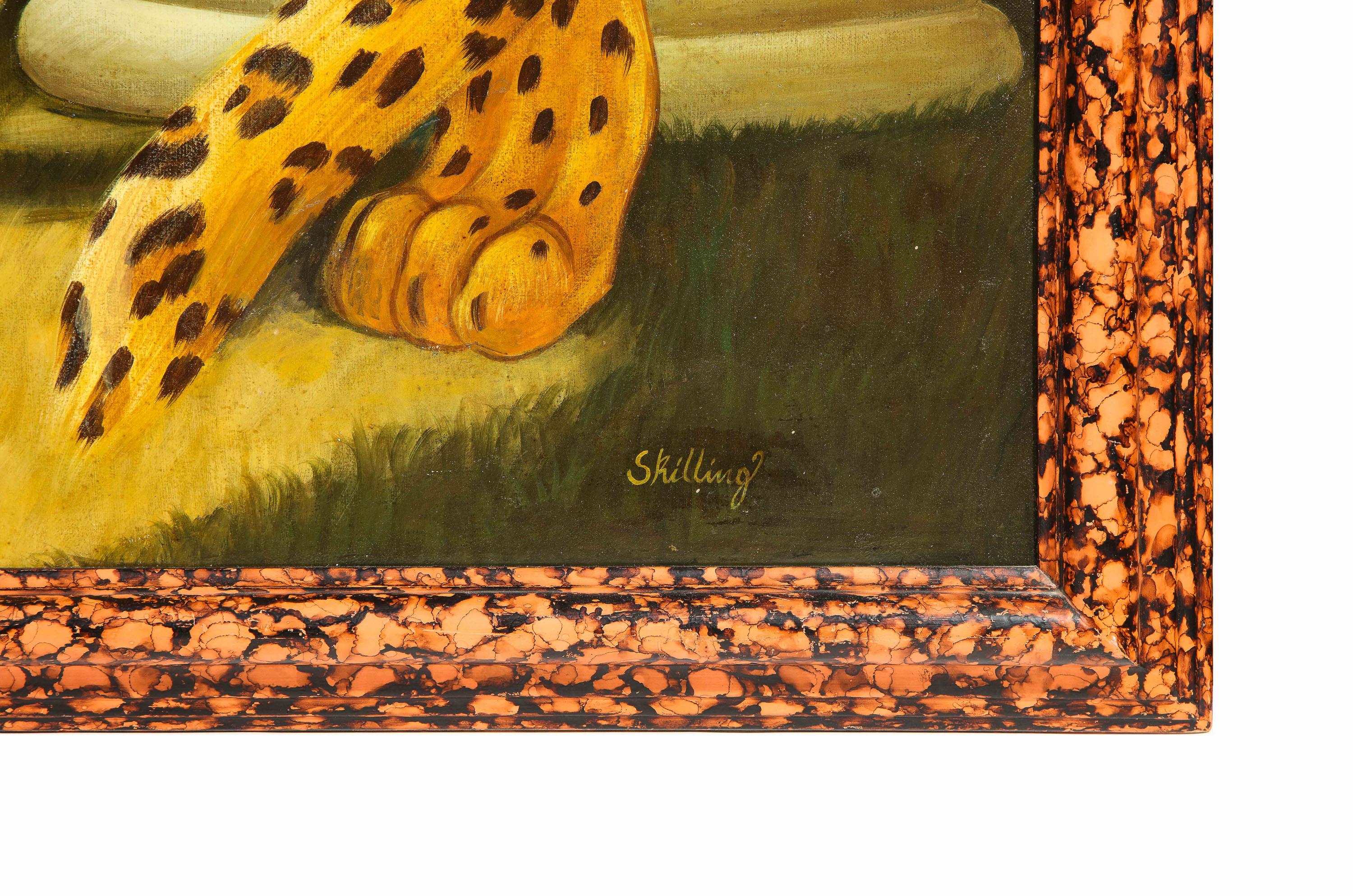 William Skilling (américain/britannique:: 1862-1964) Un léopard debout Huile sur toile 9