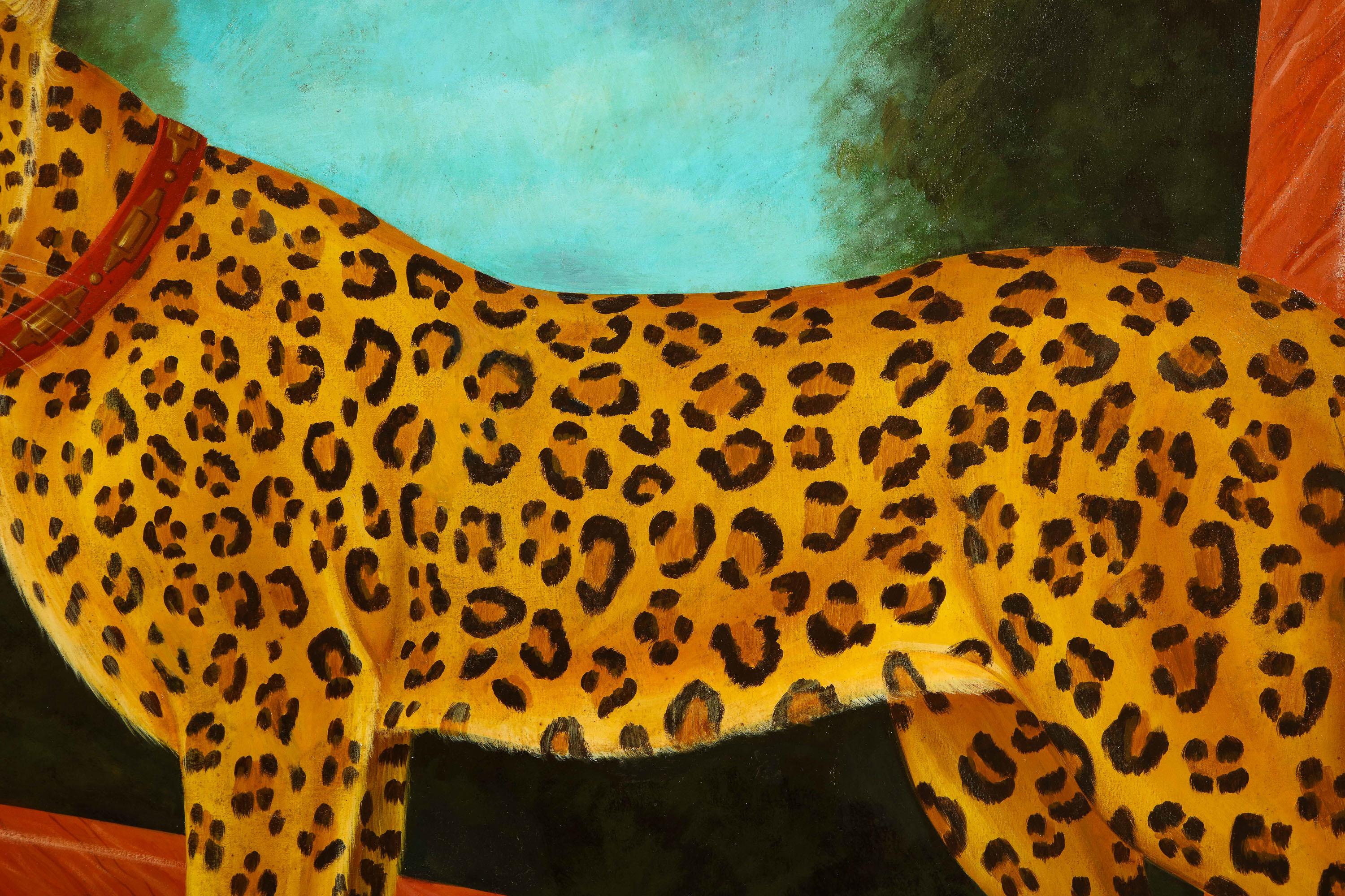William Skilling (américain/britannique:: 1862-1964) Un léopard debout Huile sur toile 10
