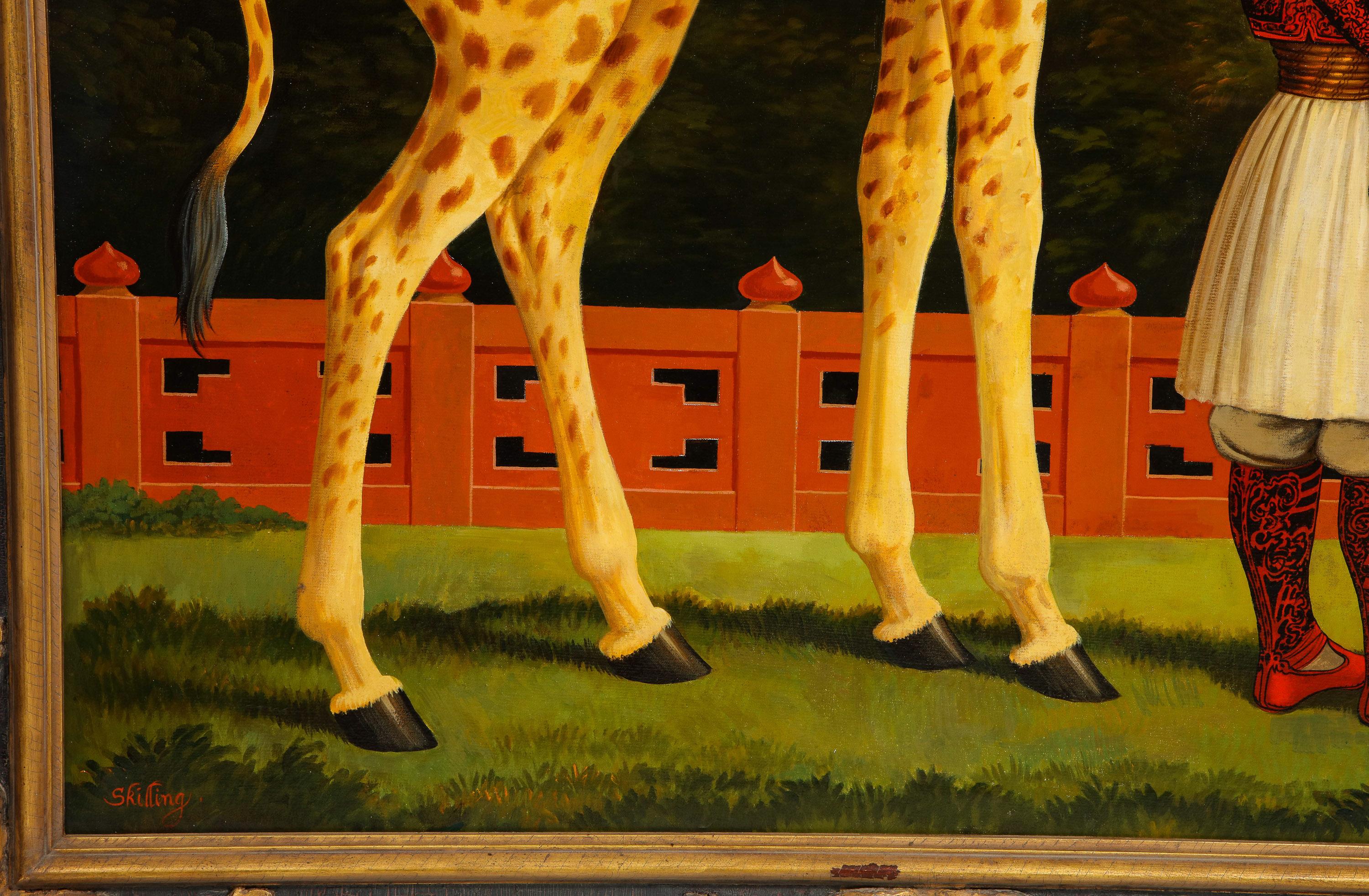 William Skilling (American/British, 1862–1964) Giraffe & Attendant Oil Painting For Sale 2