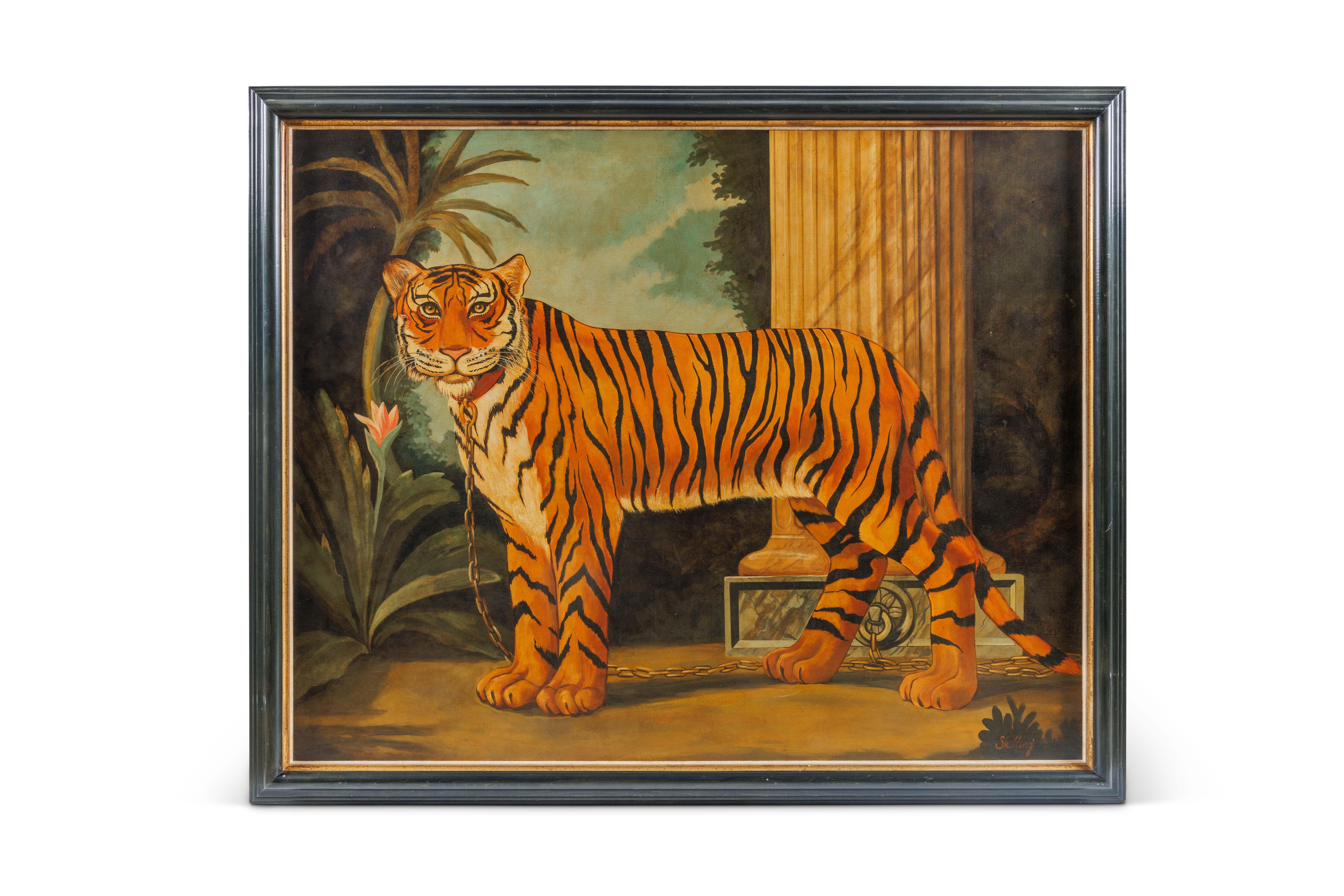 William Skilling (américain/britannique, 1862-1964) "Tigre" 

Une peinture monumentale à l'huile sur toile.

Plongez dans la beauté puissante du "Tigre" de William Skilling, une huile sur toile époustouflante qui transmet magistralement l'intensité