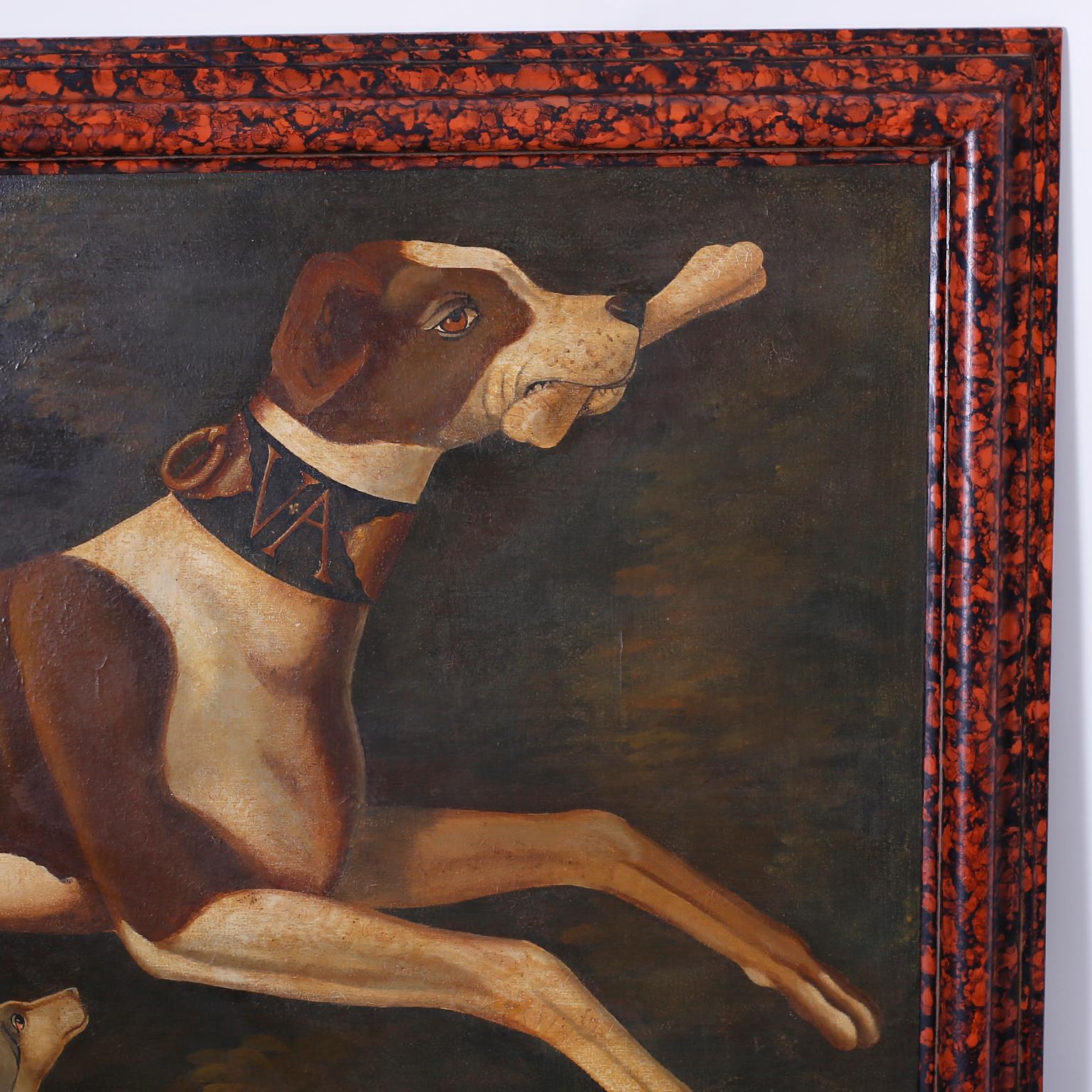 William Skilling Oil Painting on Canvas of Two Dogs 2