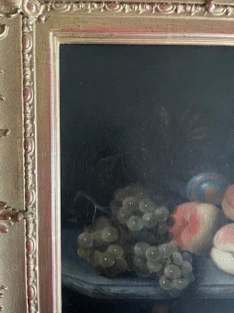 Rare 18th Century English Still Life of Grapes and Peaches For Sale 1
