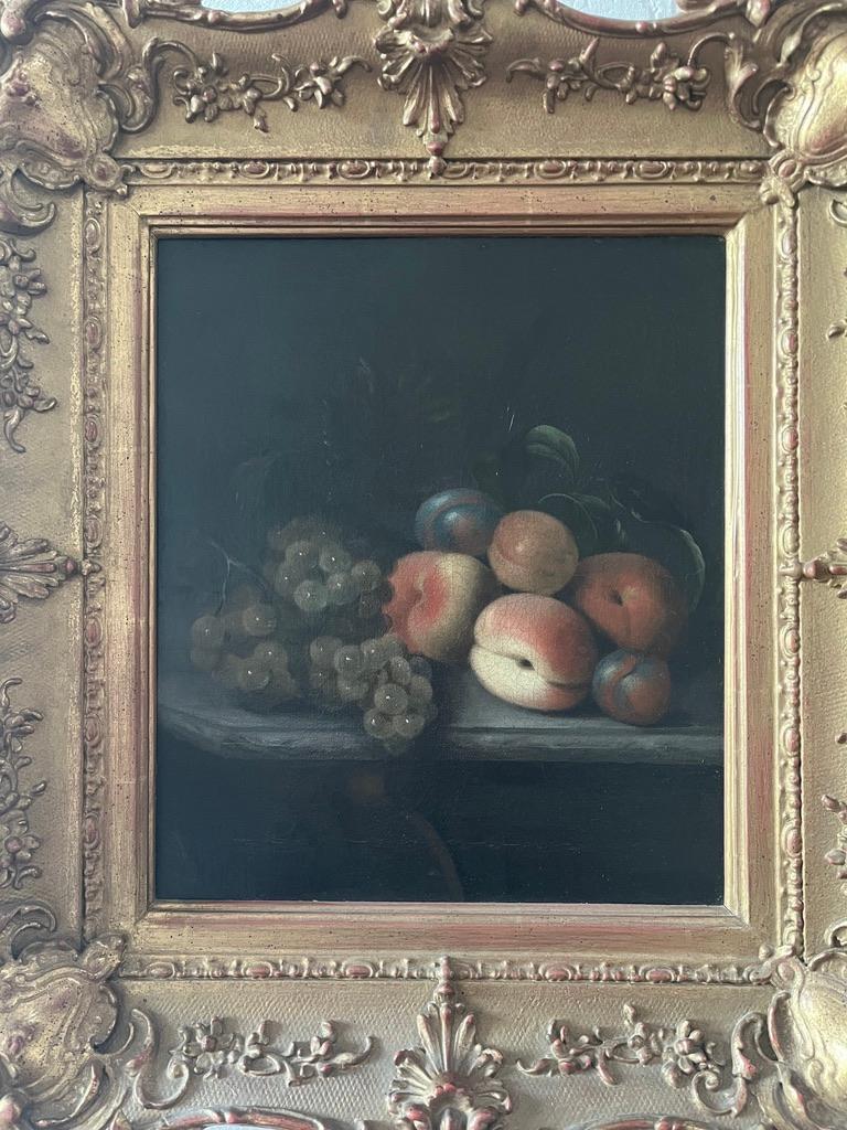 Rare 18th Century English Still Life of Grapes and Peaches For Sale 2