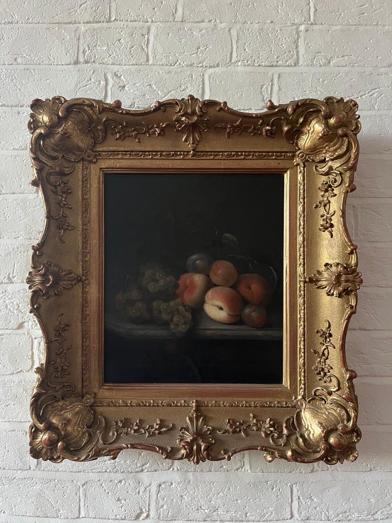 Rare 18th Century English Still Life of Grapes and Peaches For Sale 5