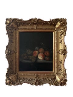 Antique Rare 18th Century English Still Life of Grapes and Peaches