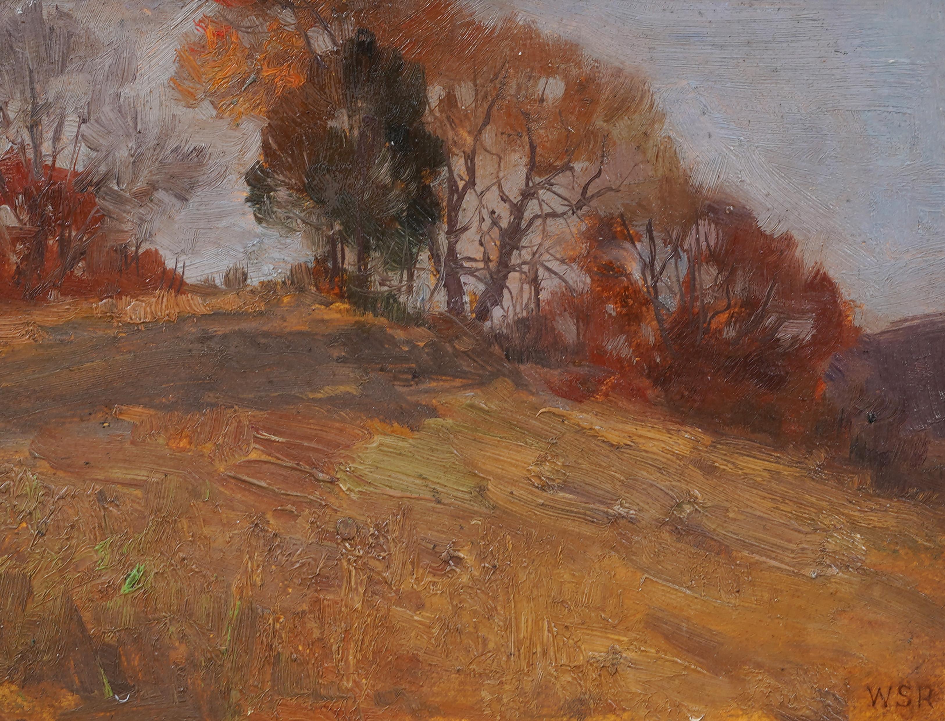 Antique American Impressionist Framed New England Fall Landscape Oil Painting 1