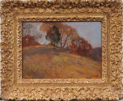 Antique American Impressionist Framed New England Fall Landscape Oil Painting