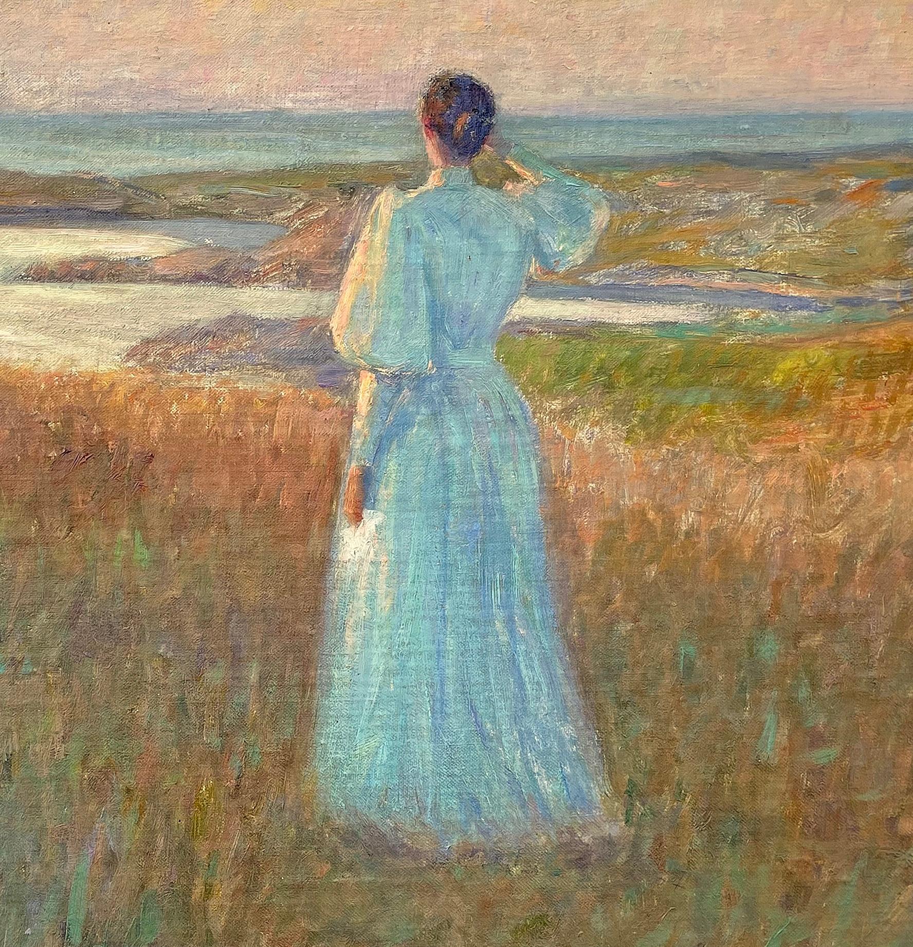 In attesa - Painting Impressionismo americano di William Smith Robinson (1861 - 1945)
