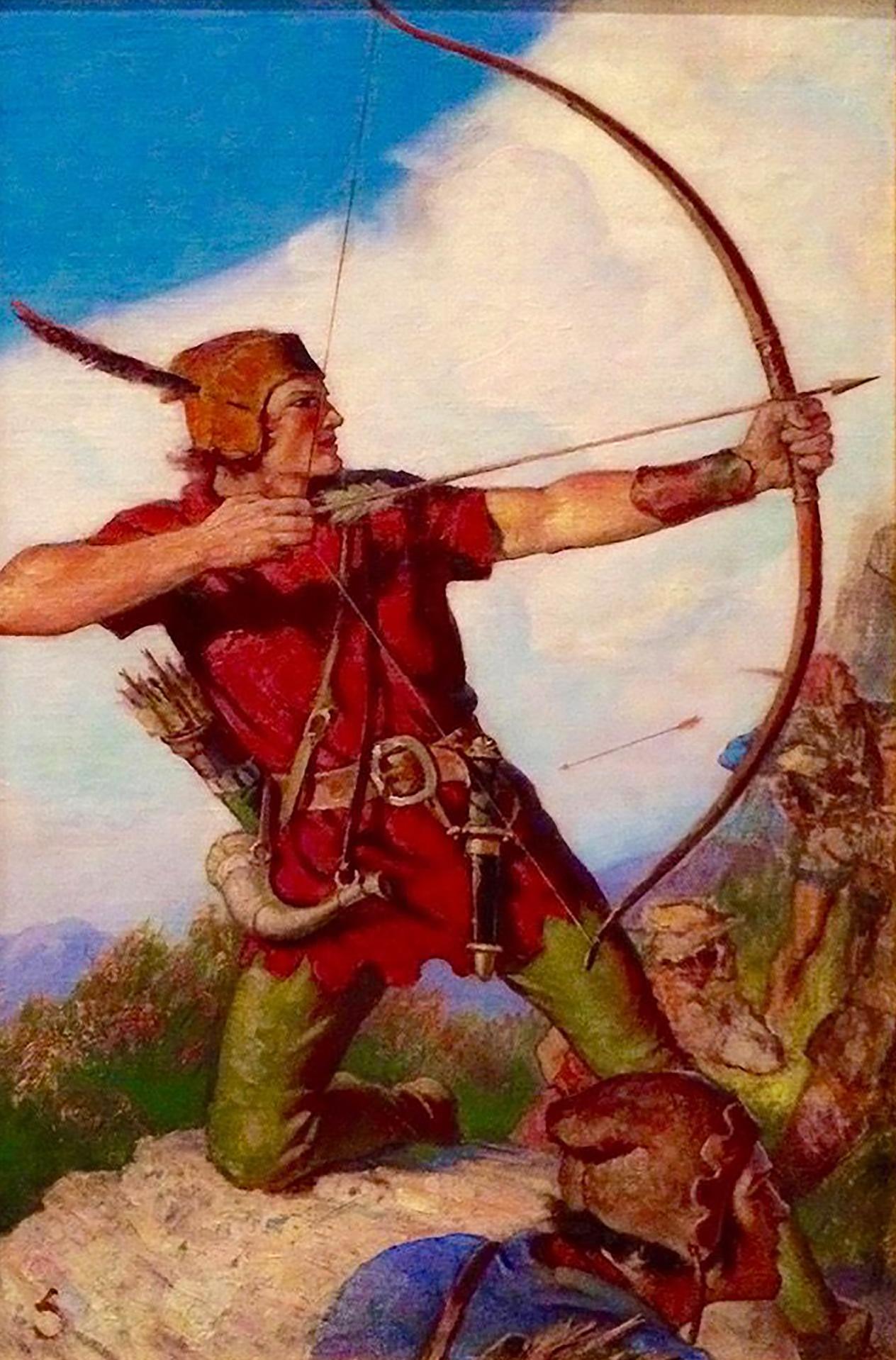 William Soare Figurative Painting – Robin Hood mit Kapuze
