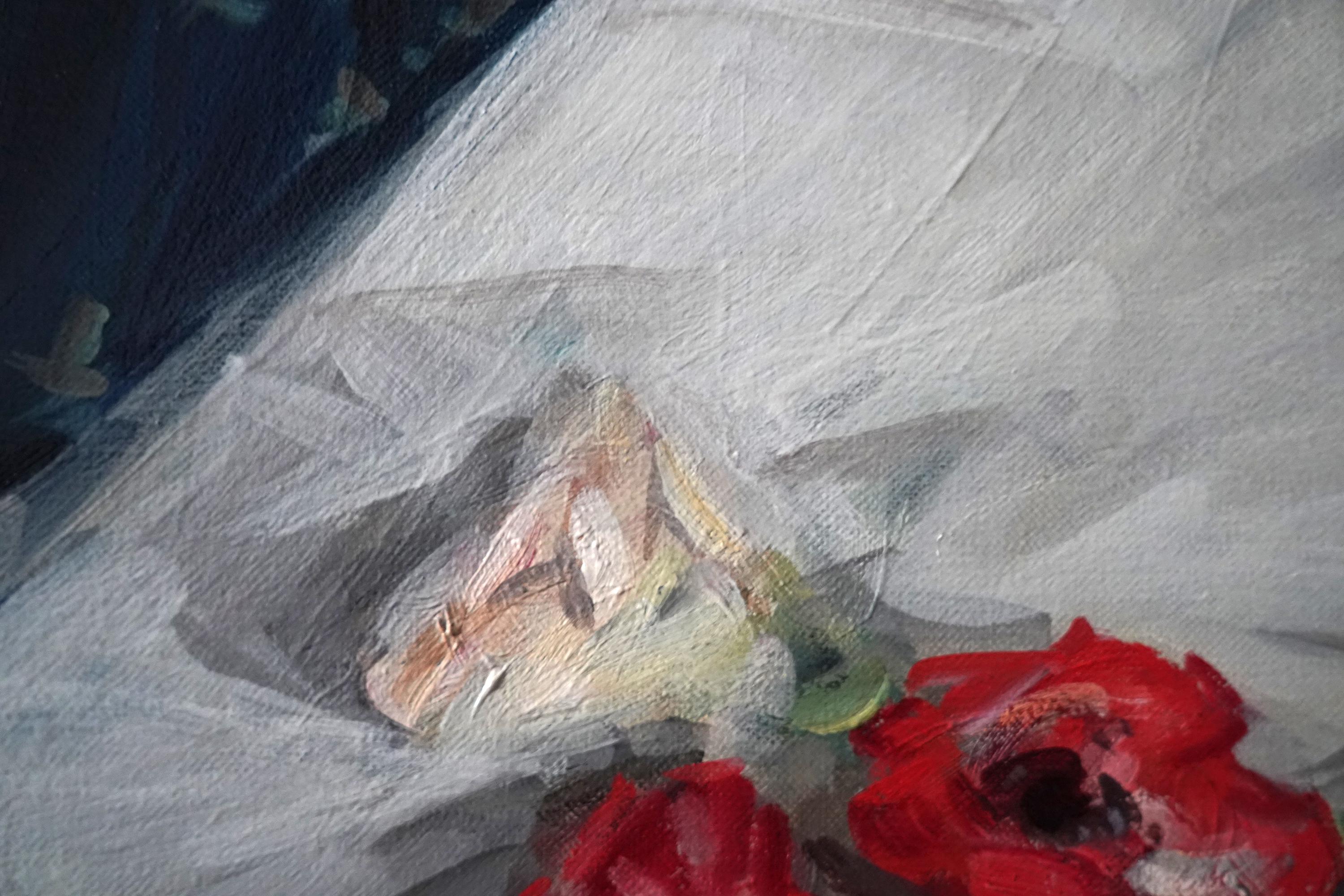 Anémonas - Óleo floral de arte impresionista escocés de los años treinta en venta 5