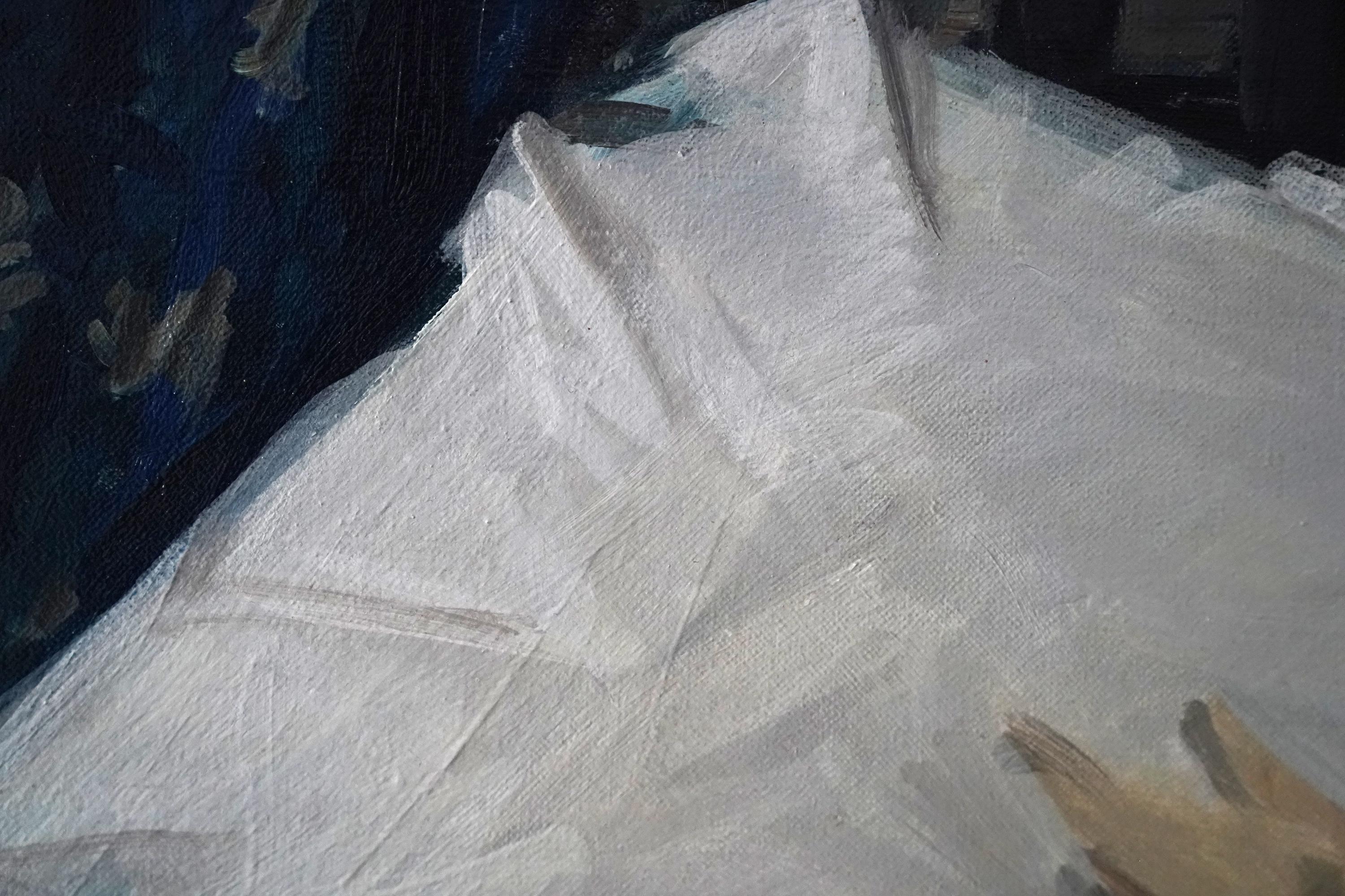 Anémonas - Óleo floral de arte impresionista escocés de los años treinta en venta 6