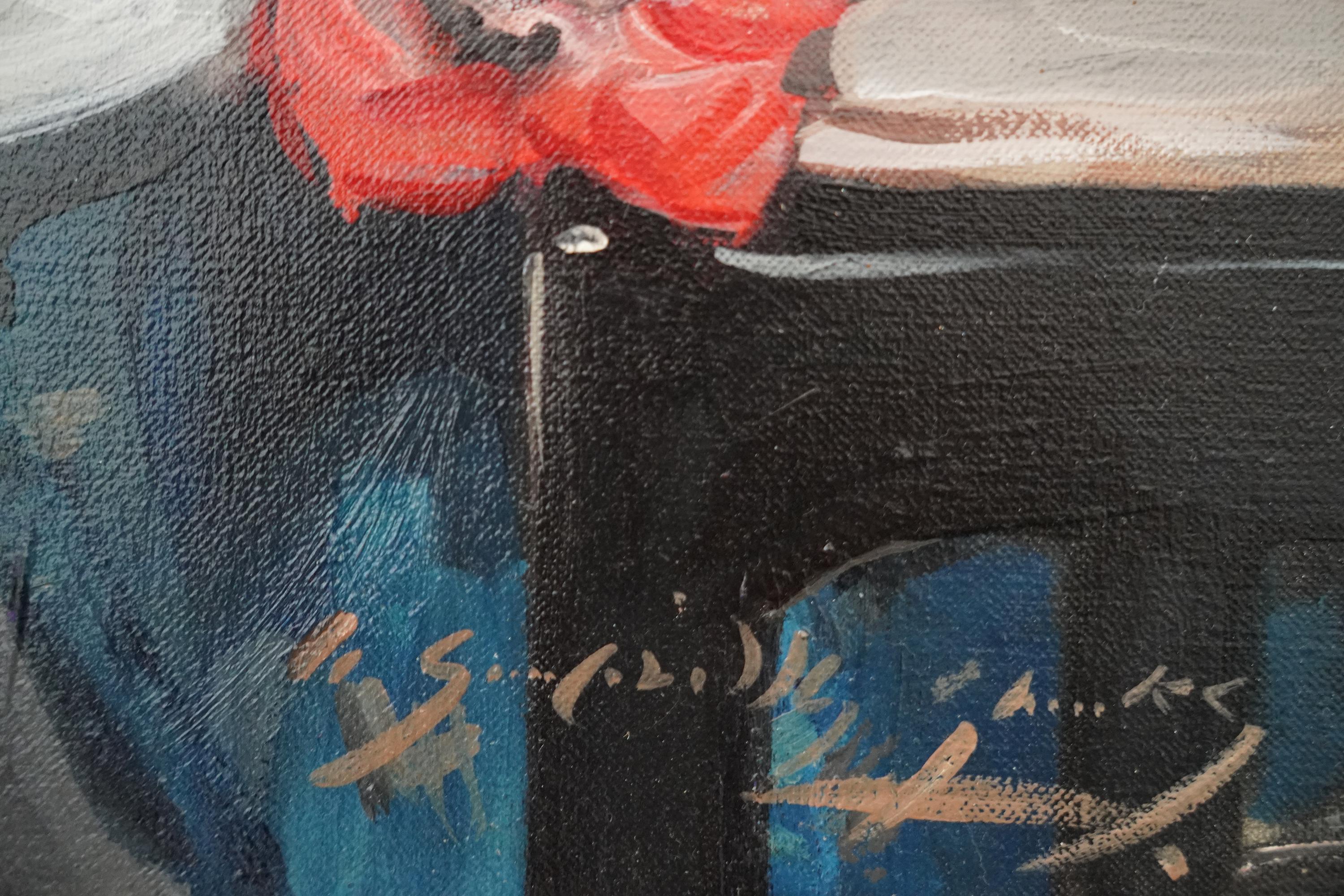 Anémonas - Óleo floral de arte impresionista escocés de los años treinta en venta 8