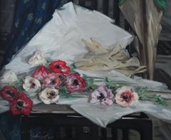 Anemones - Scottish thirties Impressionist art floral oil painting