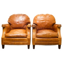 William-Sonoma Riveted Leather Club Chairs, circa 2007-Price is Per Chair