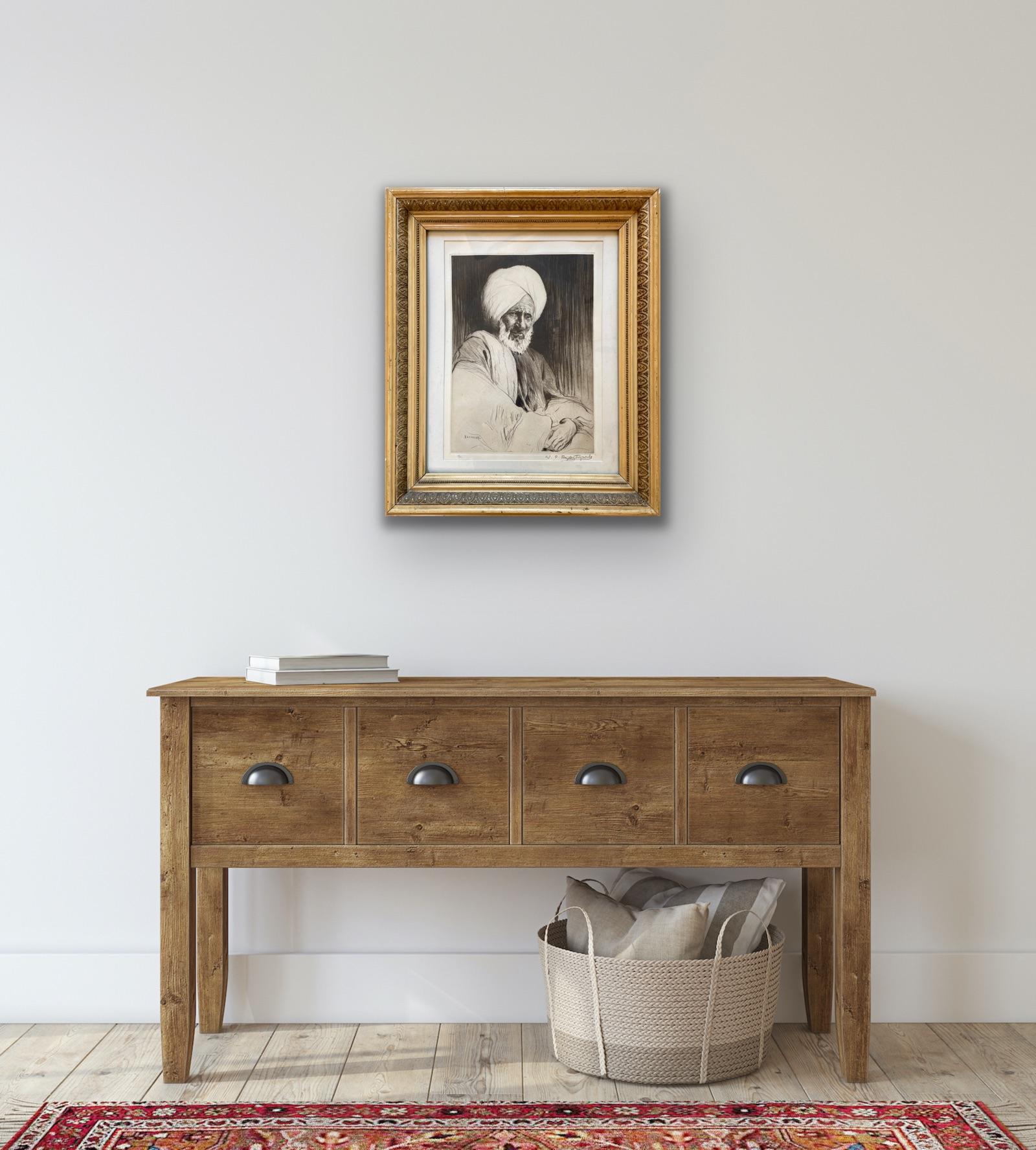 Early 20th century Ltd Edition 33/35 Etching Indian Art Kashmiri Man Portrait 4