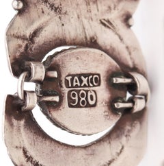 William Spratling 1933 Taxco Pulsera Art Decó Geométrica .980 Plata y Amatista
