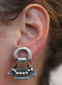 WILLIAM SPRATLING 1940 Taxco Deco Retro Pendientes de plata de ley 925