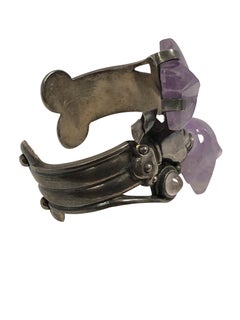William Spratling 1940s Steling et Améthyste Grand Bracelet Manchette Tulipe