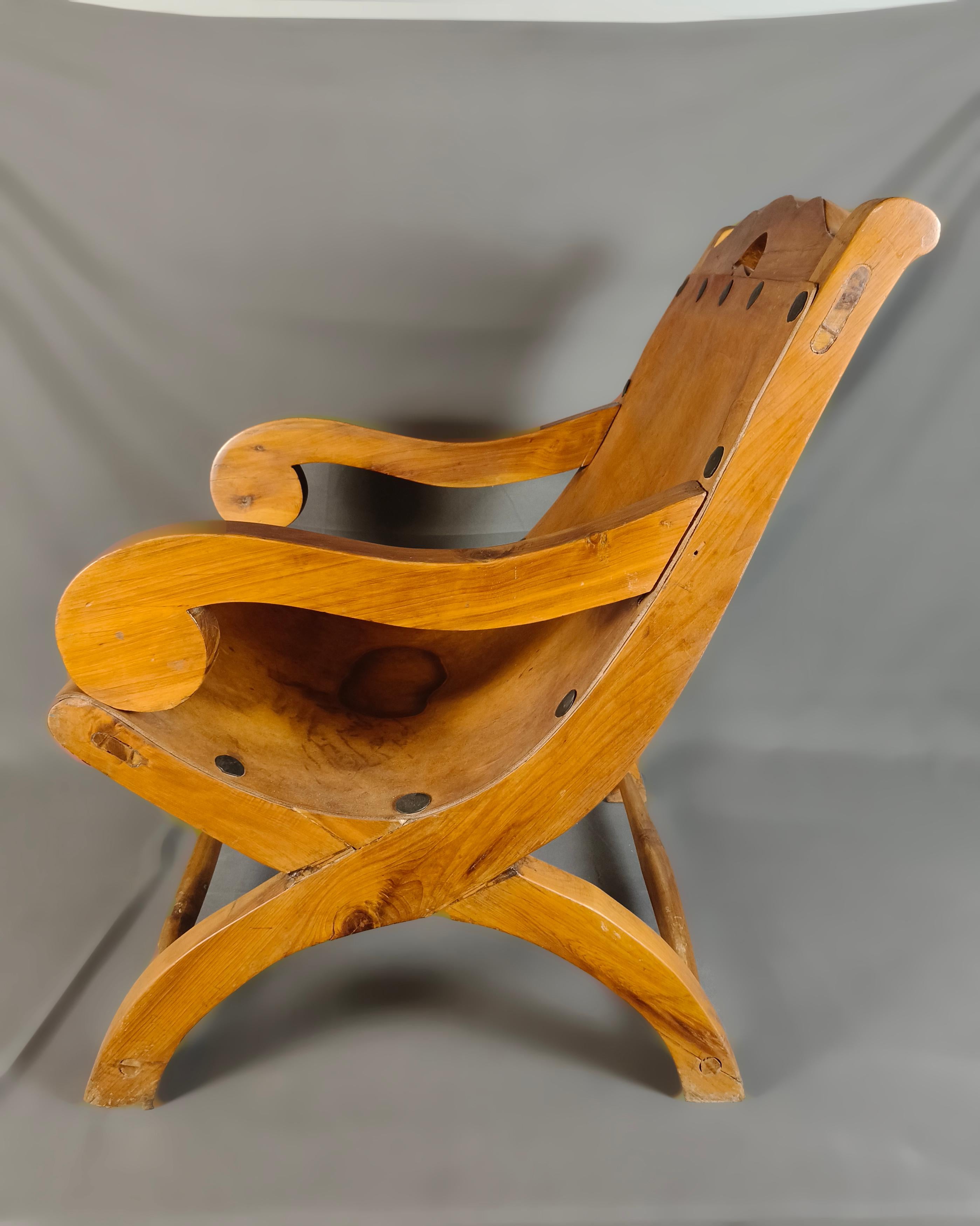 William Spratling 1940er Taxco Sabino Holz- und Lederstuhl Miguelito Butaque aus Holz und Leder im Zustand „Relativ gut“ im Angebot in Mexico City, MX