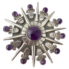 William Spratling Broche Colgante de Plata Mexicana Amatista