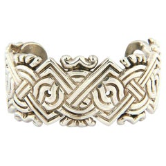 William Spratling Aztec Motif Cuff Bracelet Signed C. 1940s, Sterling 925