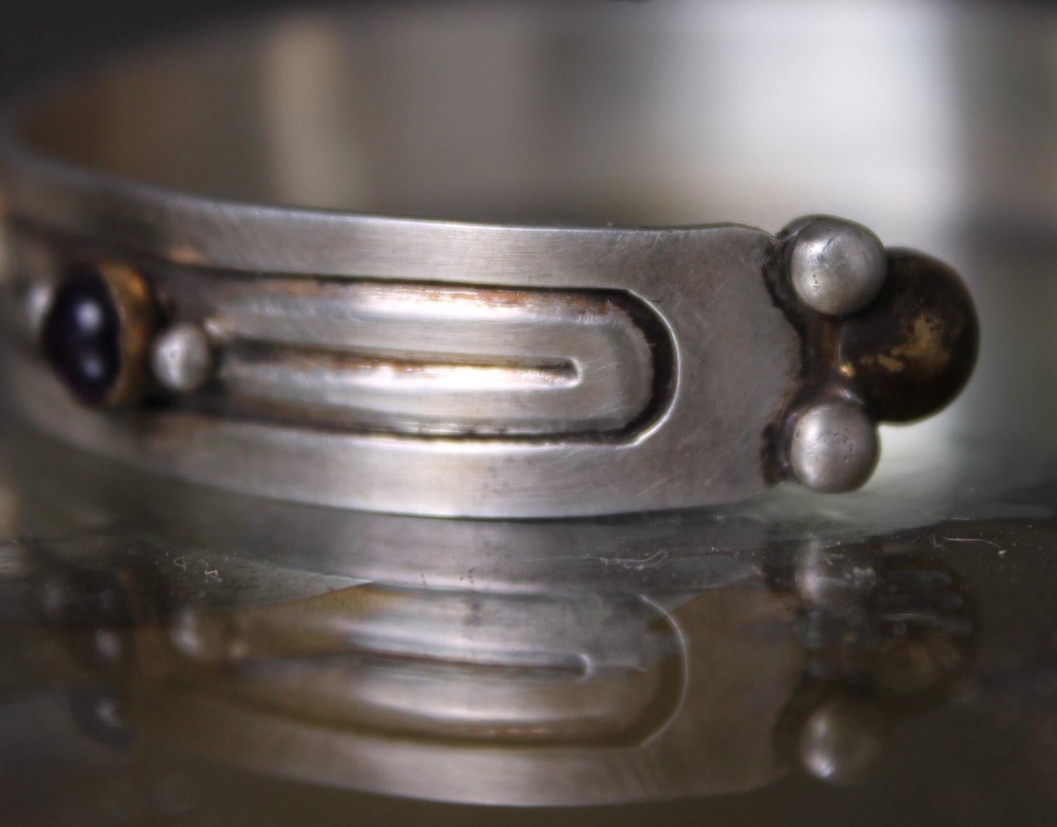Mid-20th Century William Spratling Cuff Bracelet Sterling, Brass and Amethyst