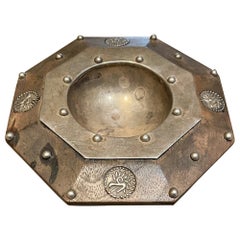 William Spratling Dotted Silver Octagon Dish Bird Motif Modern Mexico 1940s
